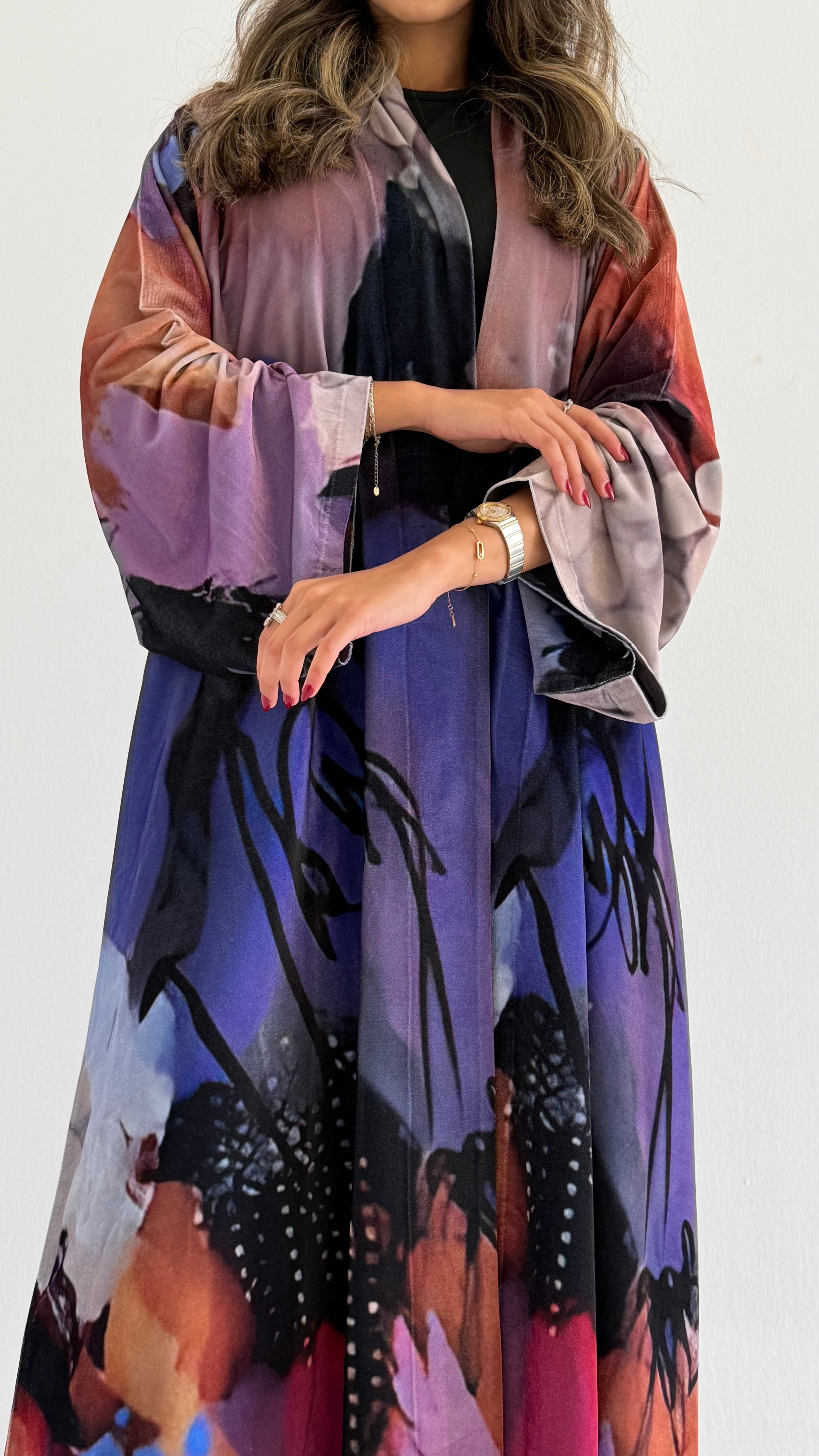 MWT890 - عباية مخمل طباعة