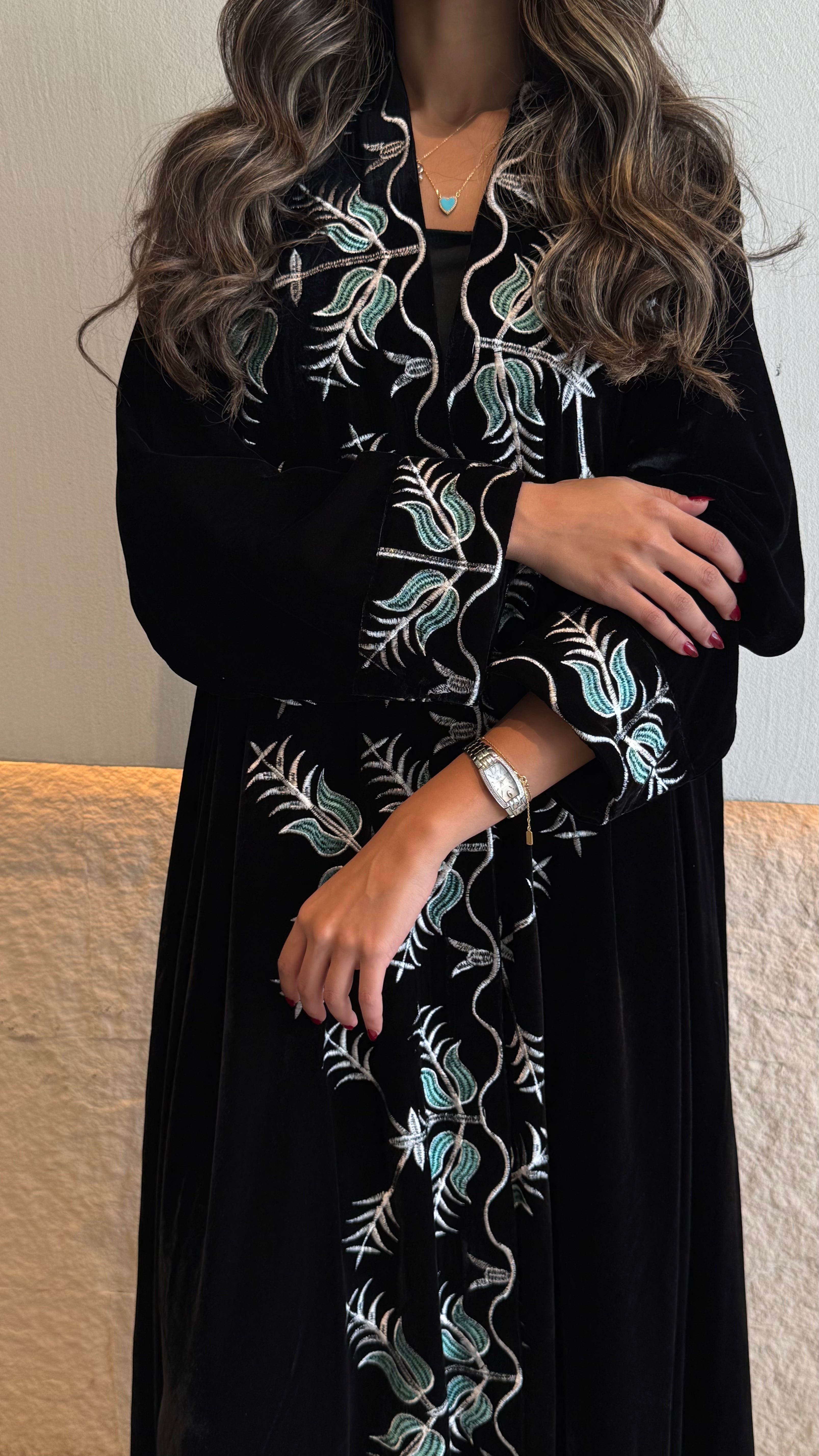 MW1781 - قماش مخمل دبل كلوش تطريز كمبيوتر - Aya