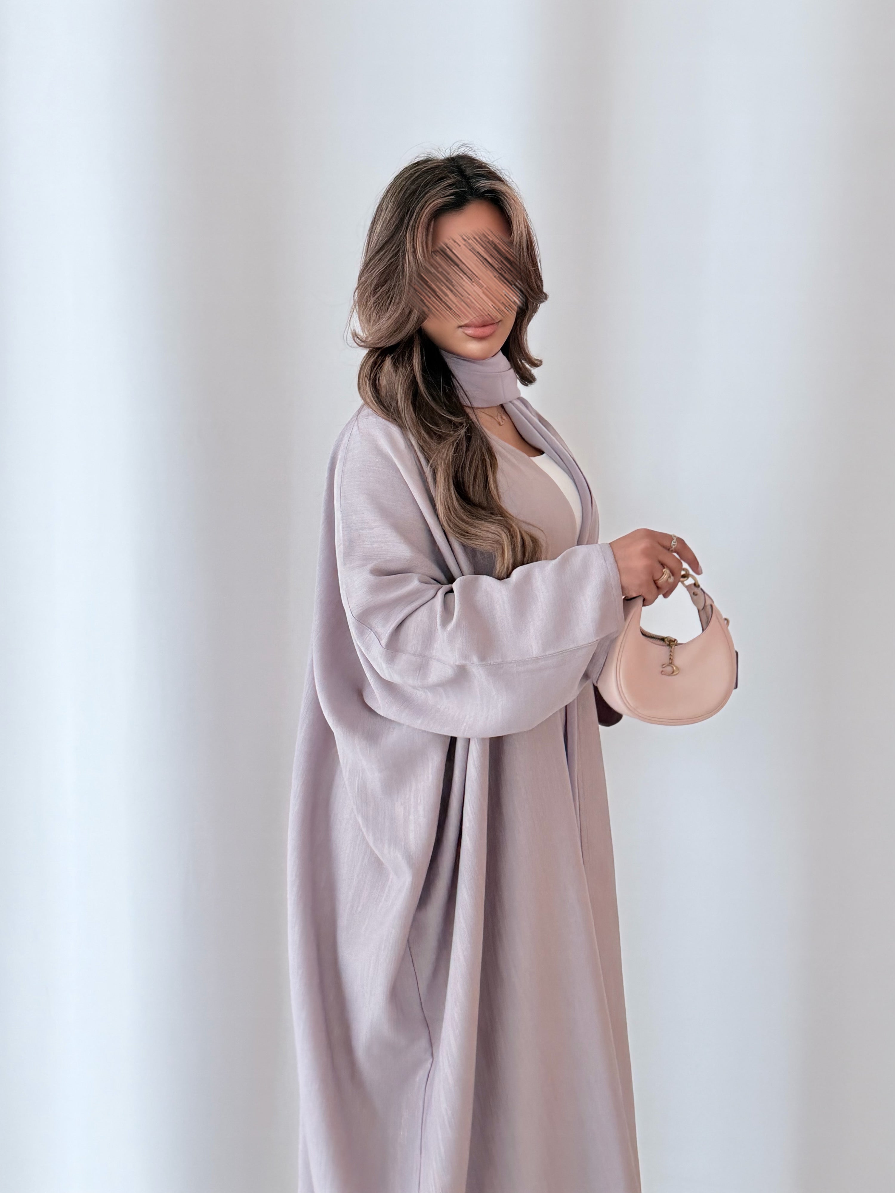 MWT5089 - قماش موف فاتح بيج مقلم - Aya
