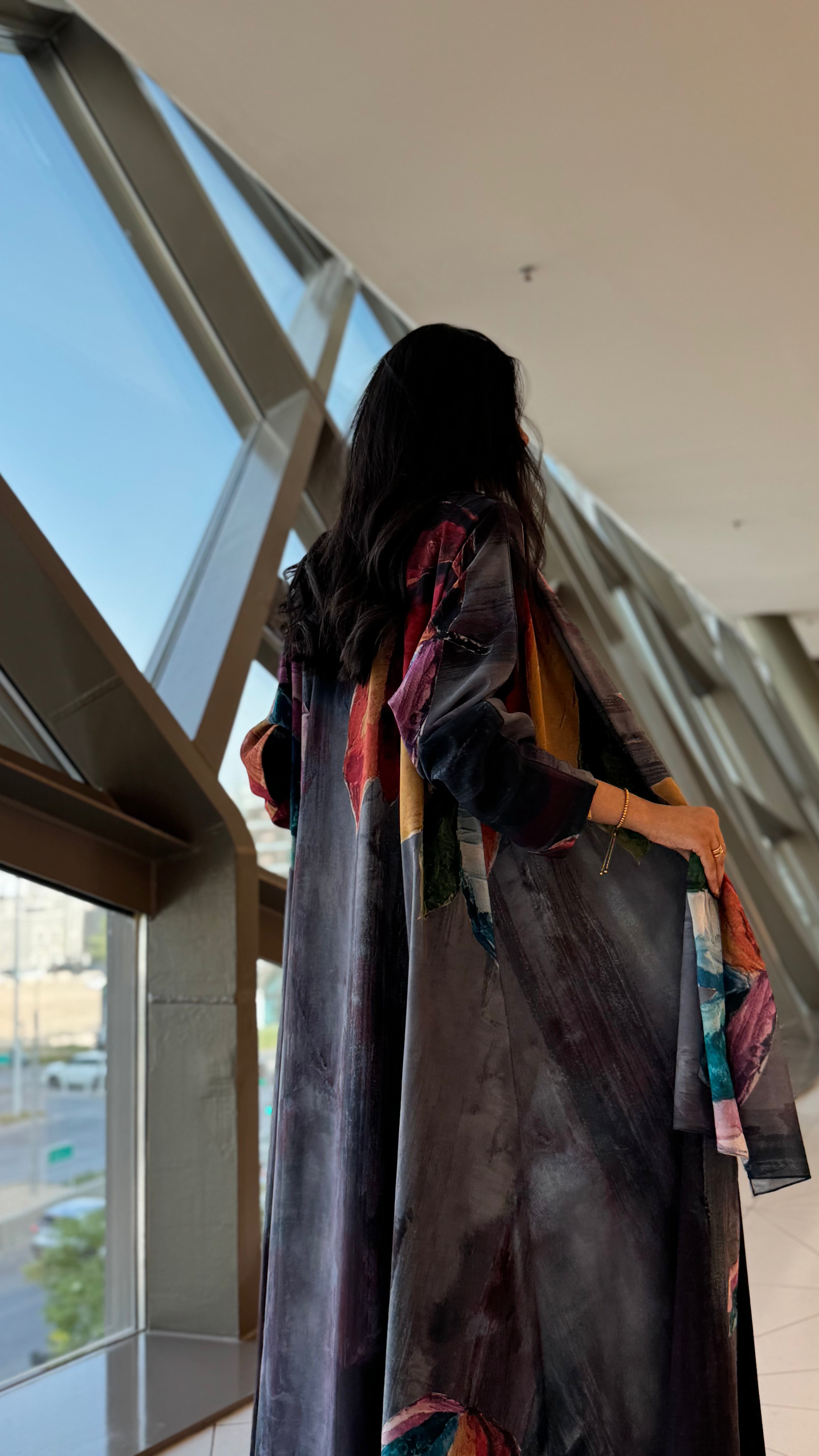 MW1561 - عباية شيفون مورد | Chiffon flowered abaya - Aya