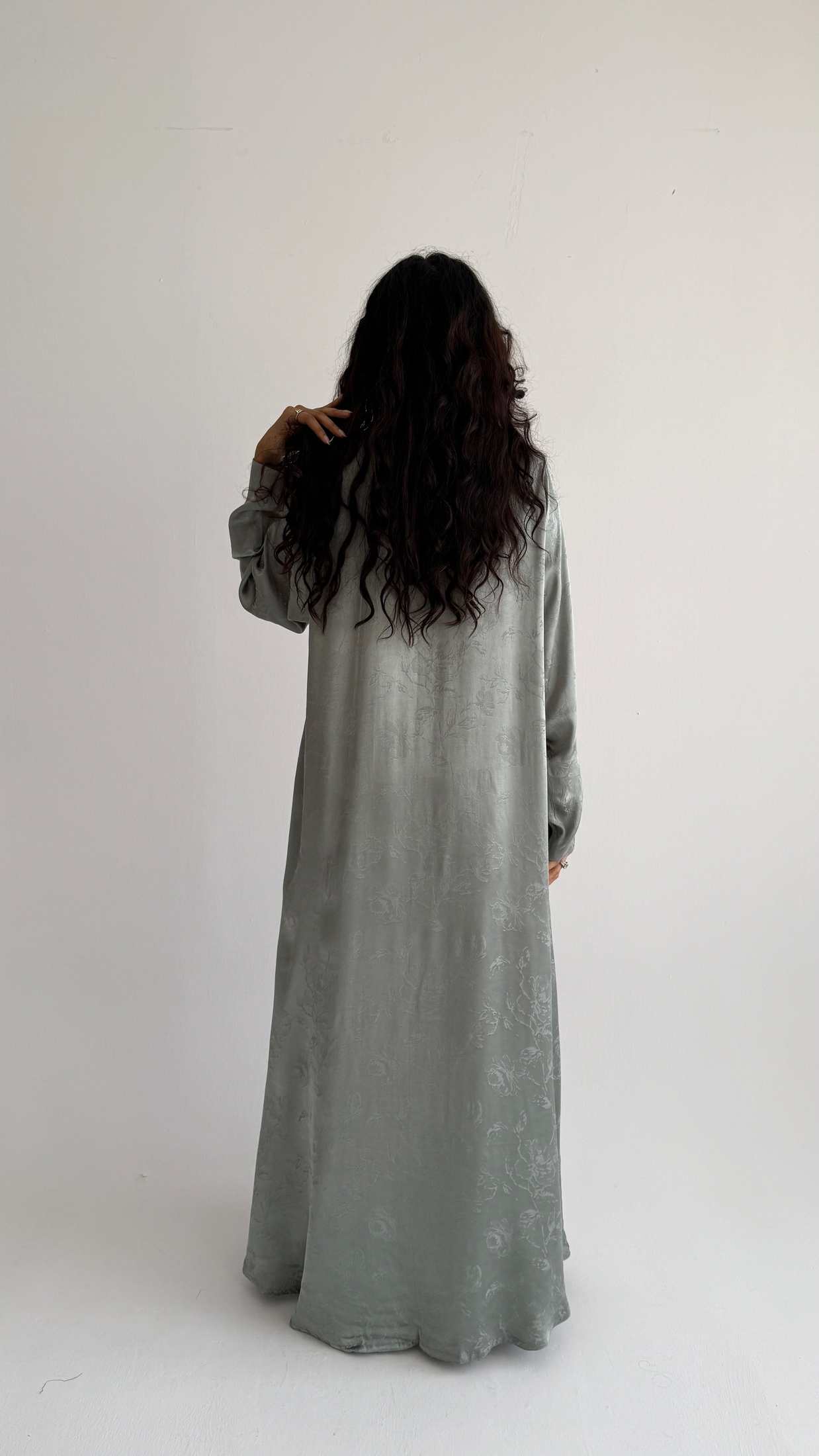 MWT5087 - قماش اخضر لينن مورد قصه نص بشت - Aya