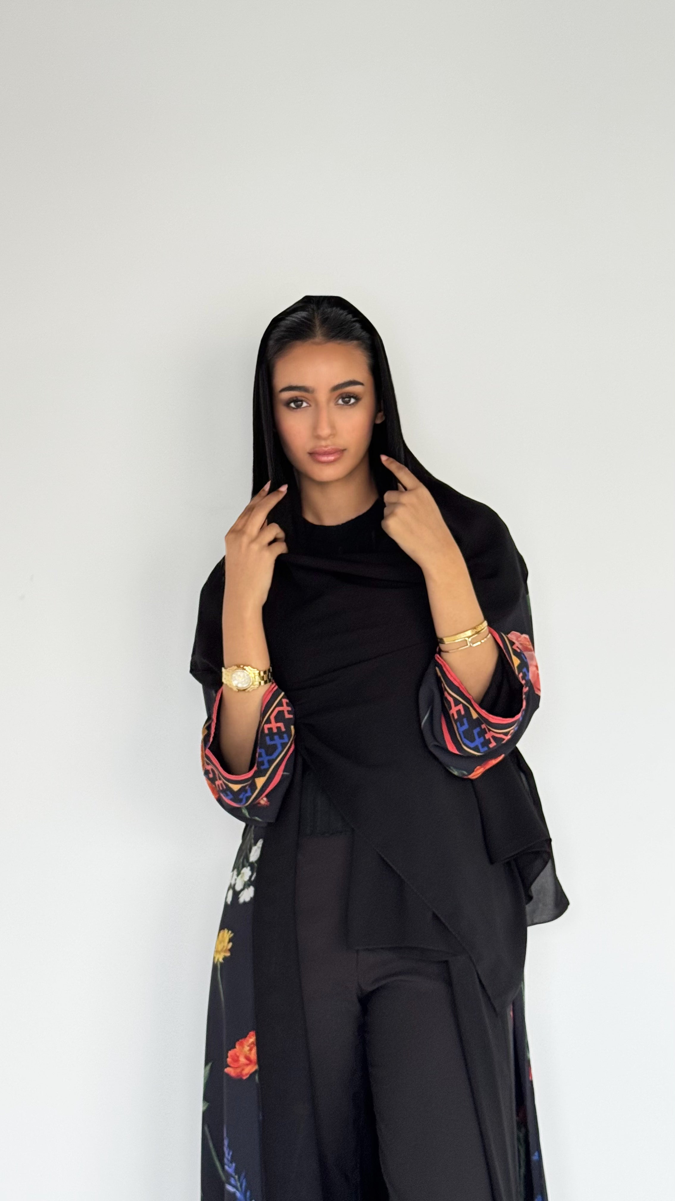 MWT518 - عباية طباعة موردة - Aya