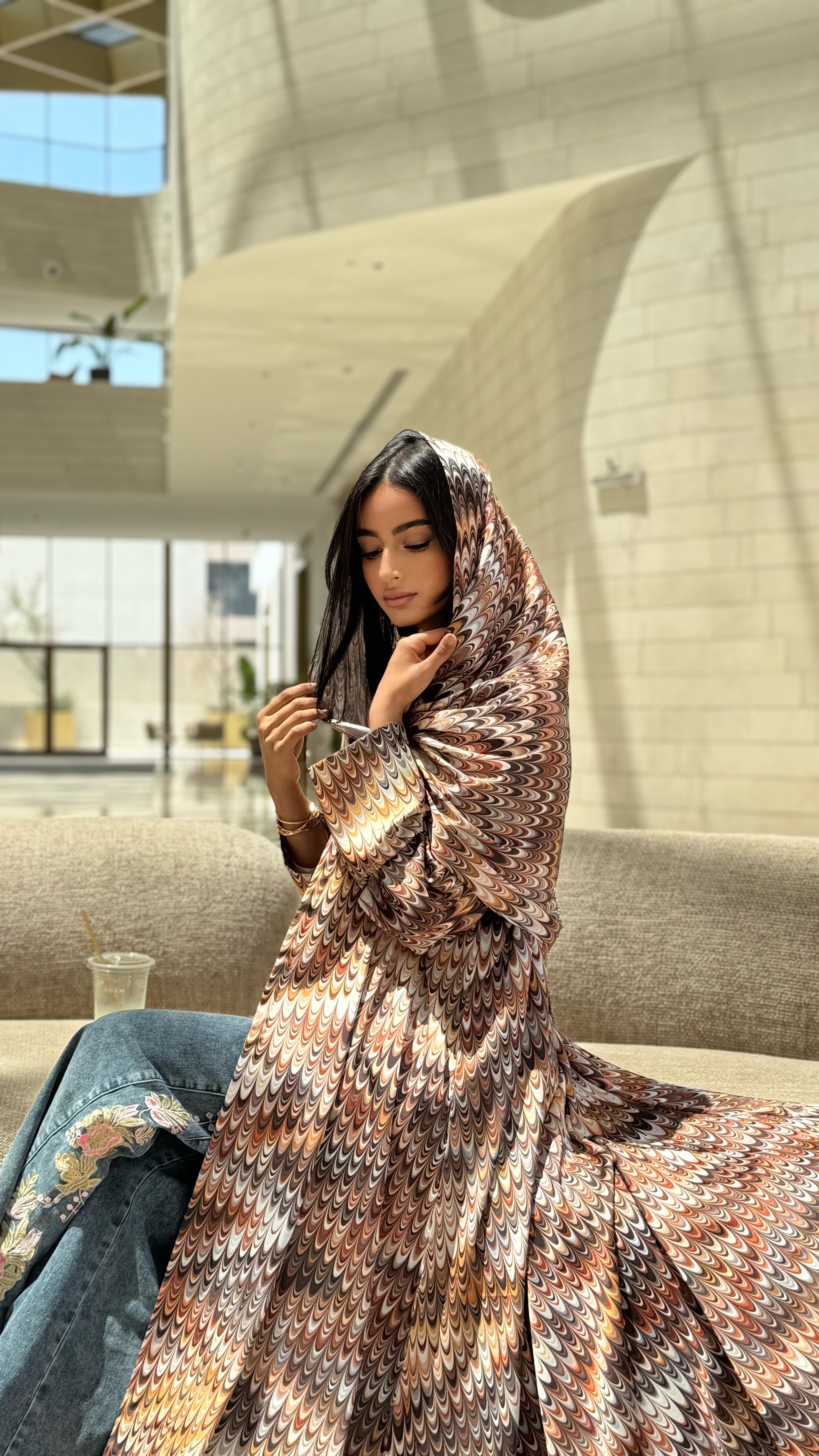 MW645 - Light Crepe Standing with Jacquard Half-Cloche