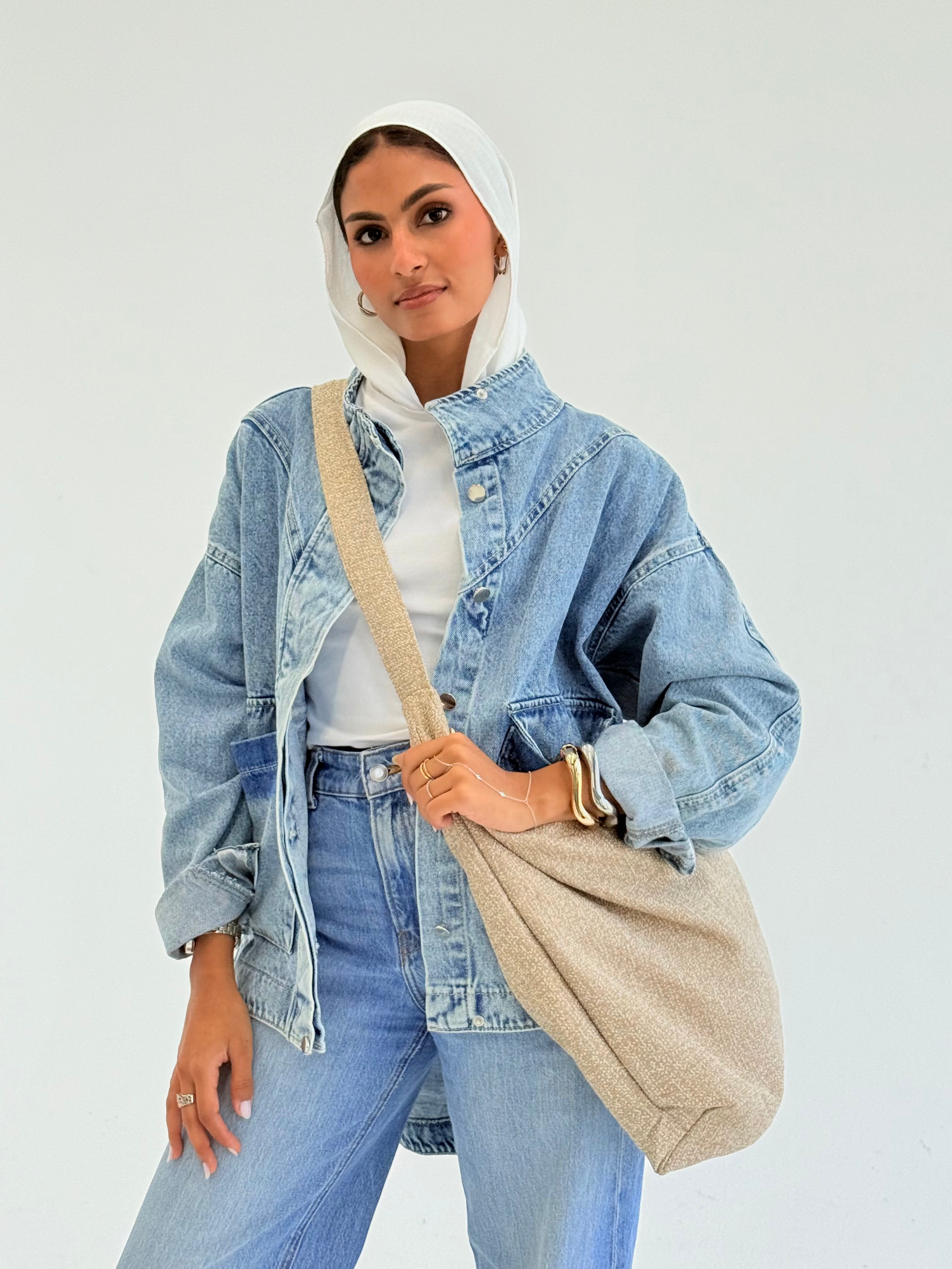 MWB1500 - حقيبة هوبو كتان بيج فاتح - Aya