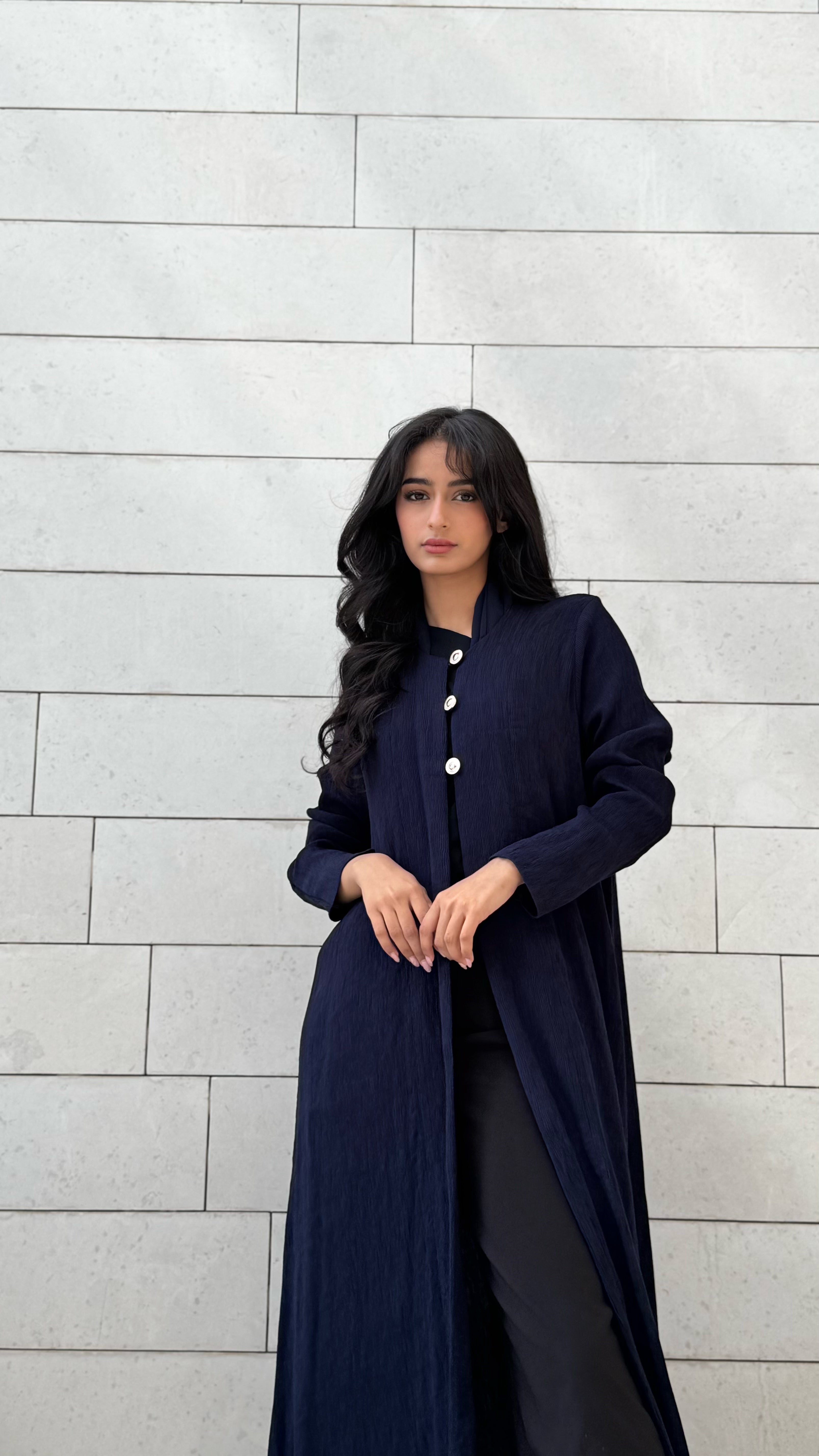 MWT660 - عباية كحلي بازارير ذهبية - Aya