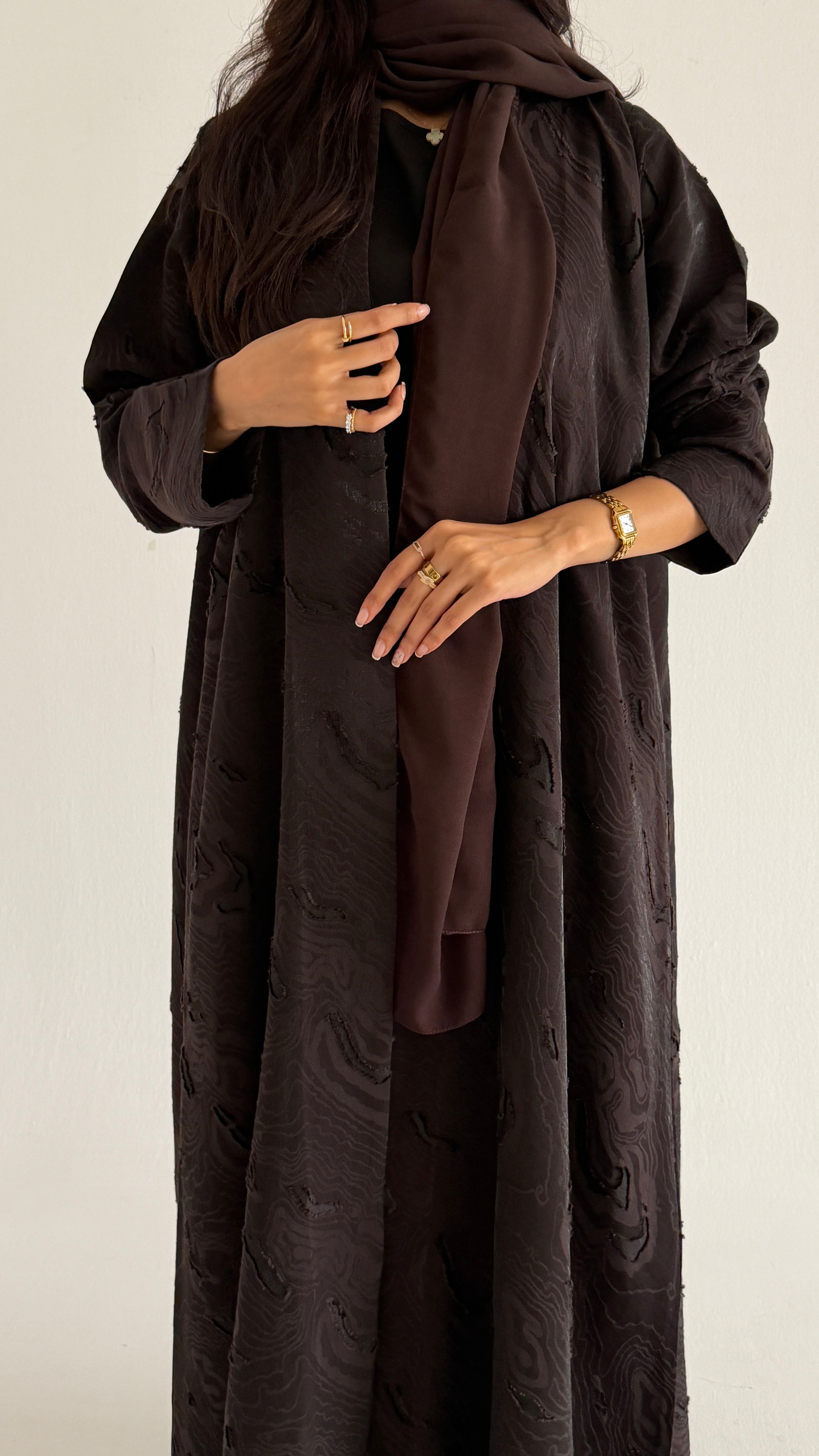 MW2145 - عباية جاكار نص كلوش بزخارف راقي وحصرية - Aya