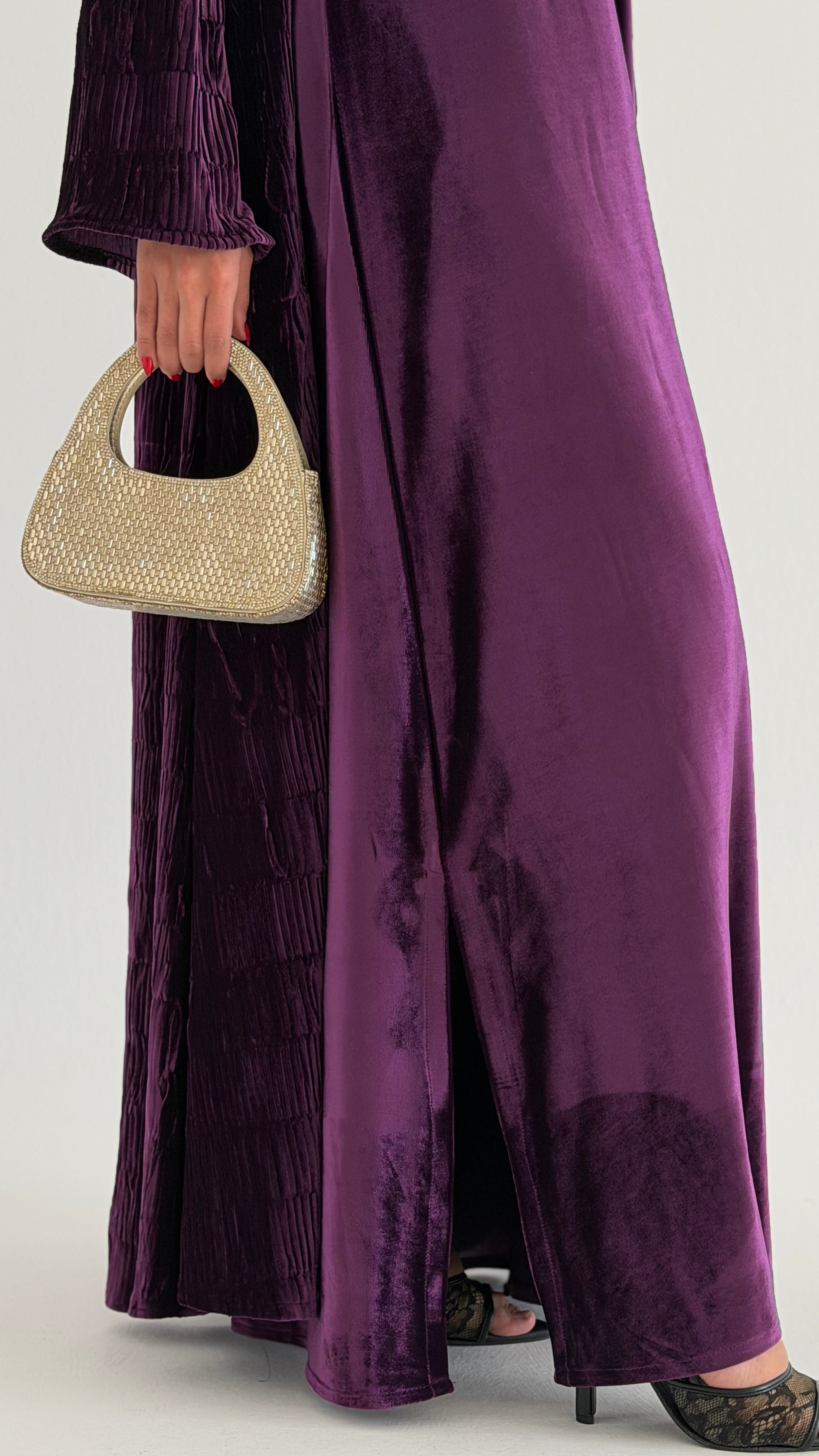 MWJ016 - جلابية شامواه مكسر بقطعتين فستان داخلي وقطعة من فوق - Aya