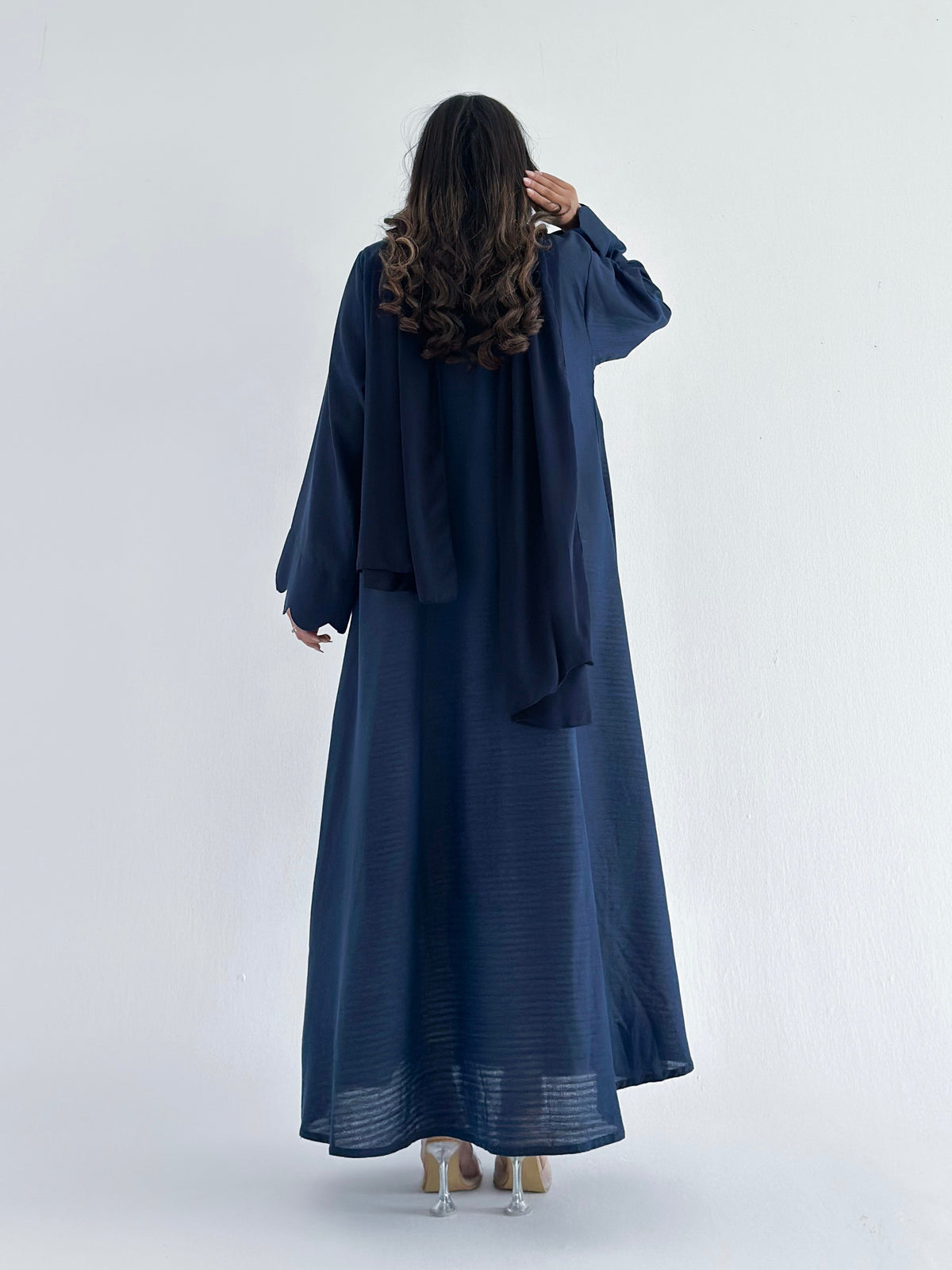 MWT4063 - عبايه كتان كحلي حصريه وراقيه - Aya