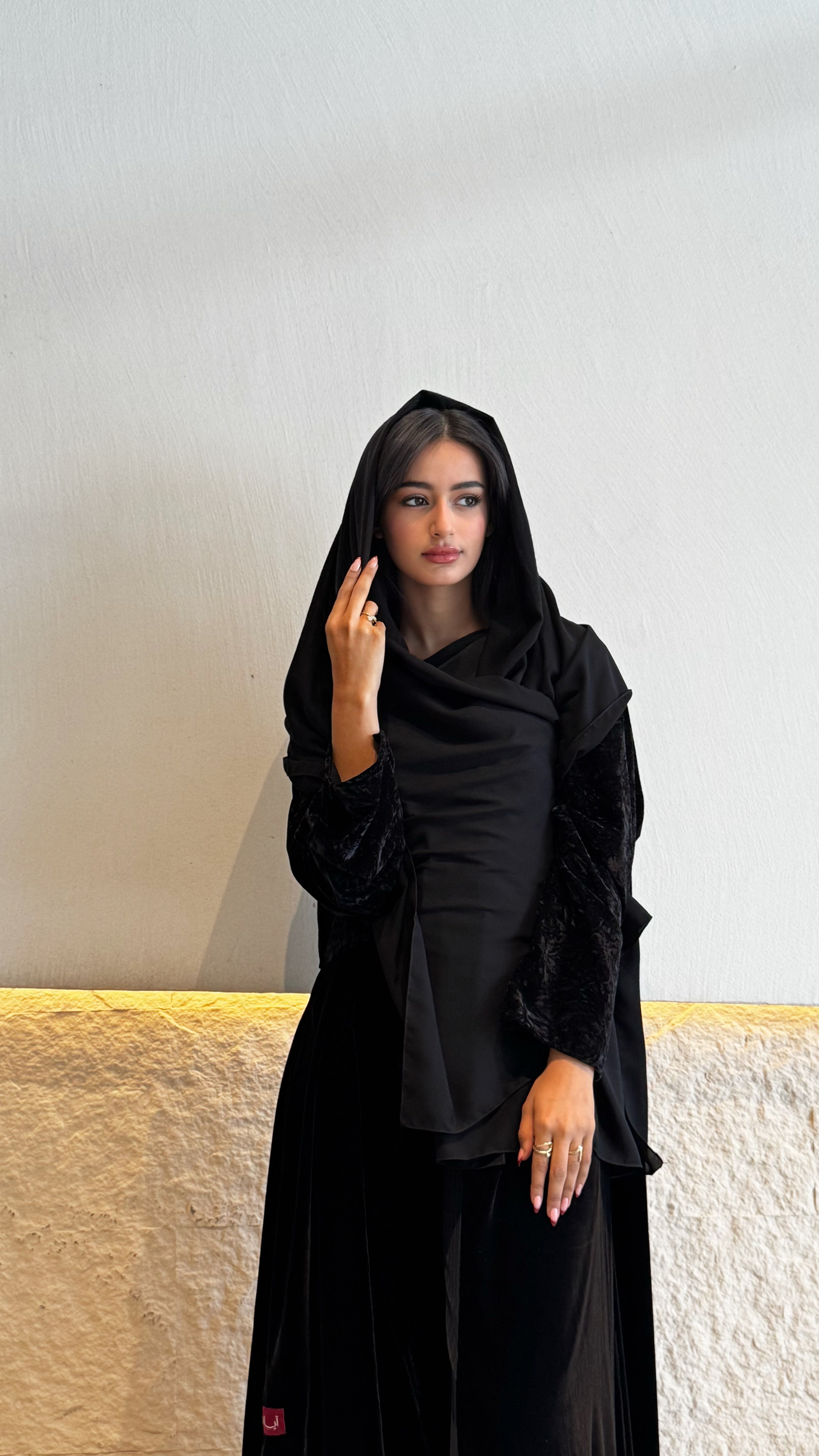 MW1833 - عباية مخمل بخامتين المشجر والمخمل القطيفي - Aya