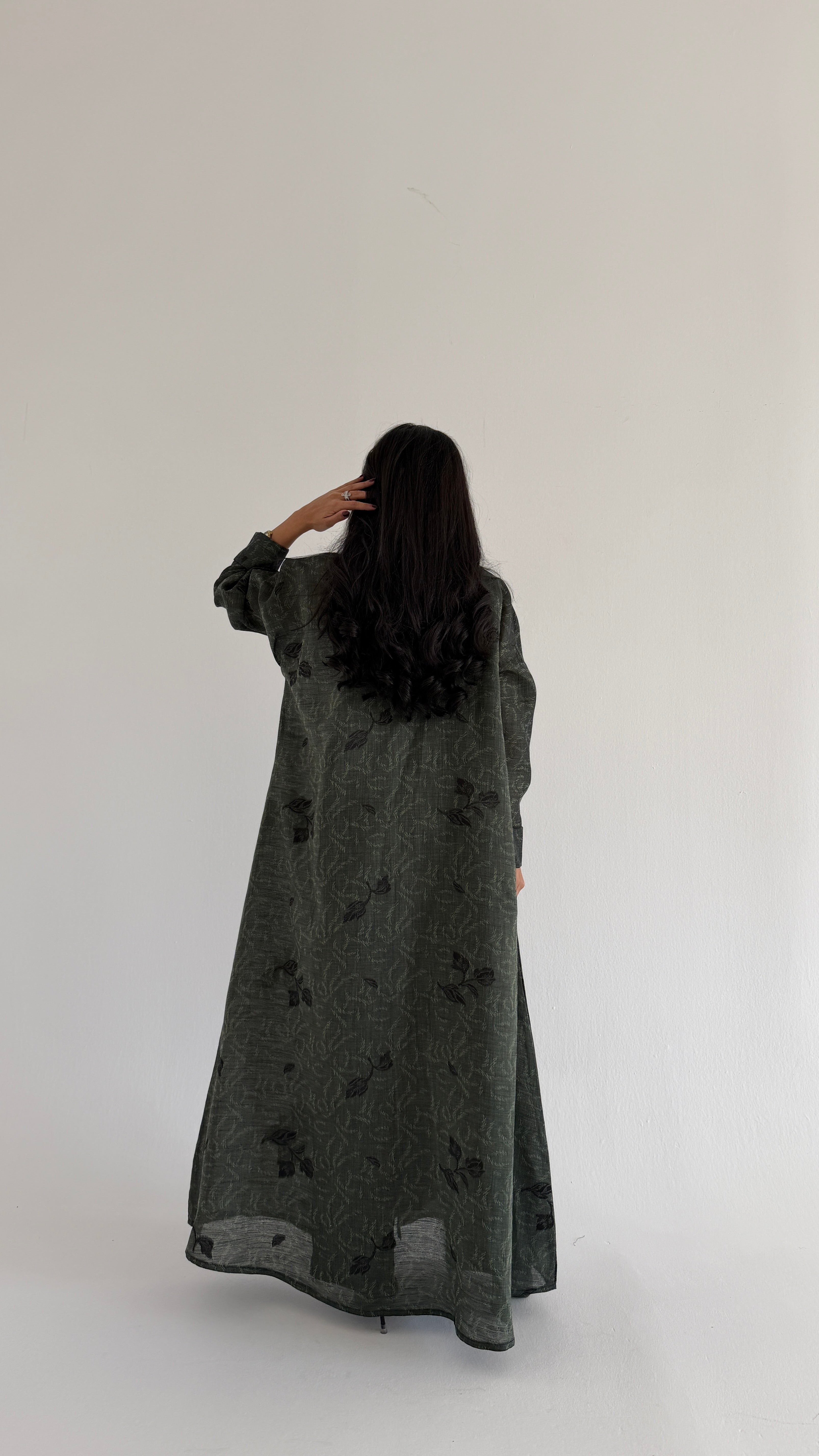 MWT1006 - عباية لنن مطرزة |Embroidered linen abaya - Aya