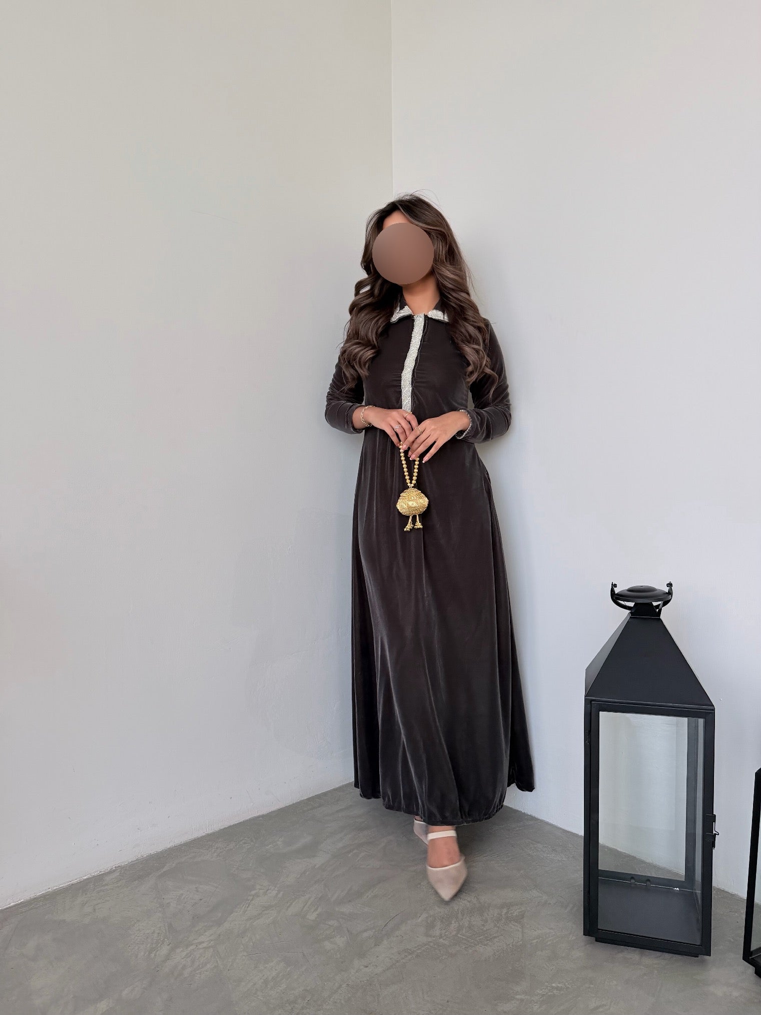 MWJ032 - جلابية رمادي و شك كلفة - Aya