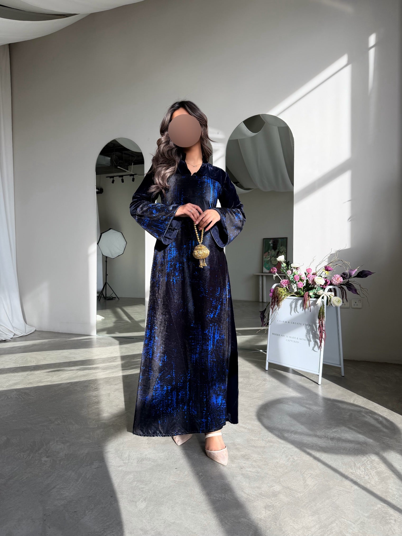 MWJ038 - جلابية مخمل كحلي - Aya