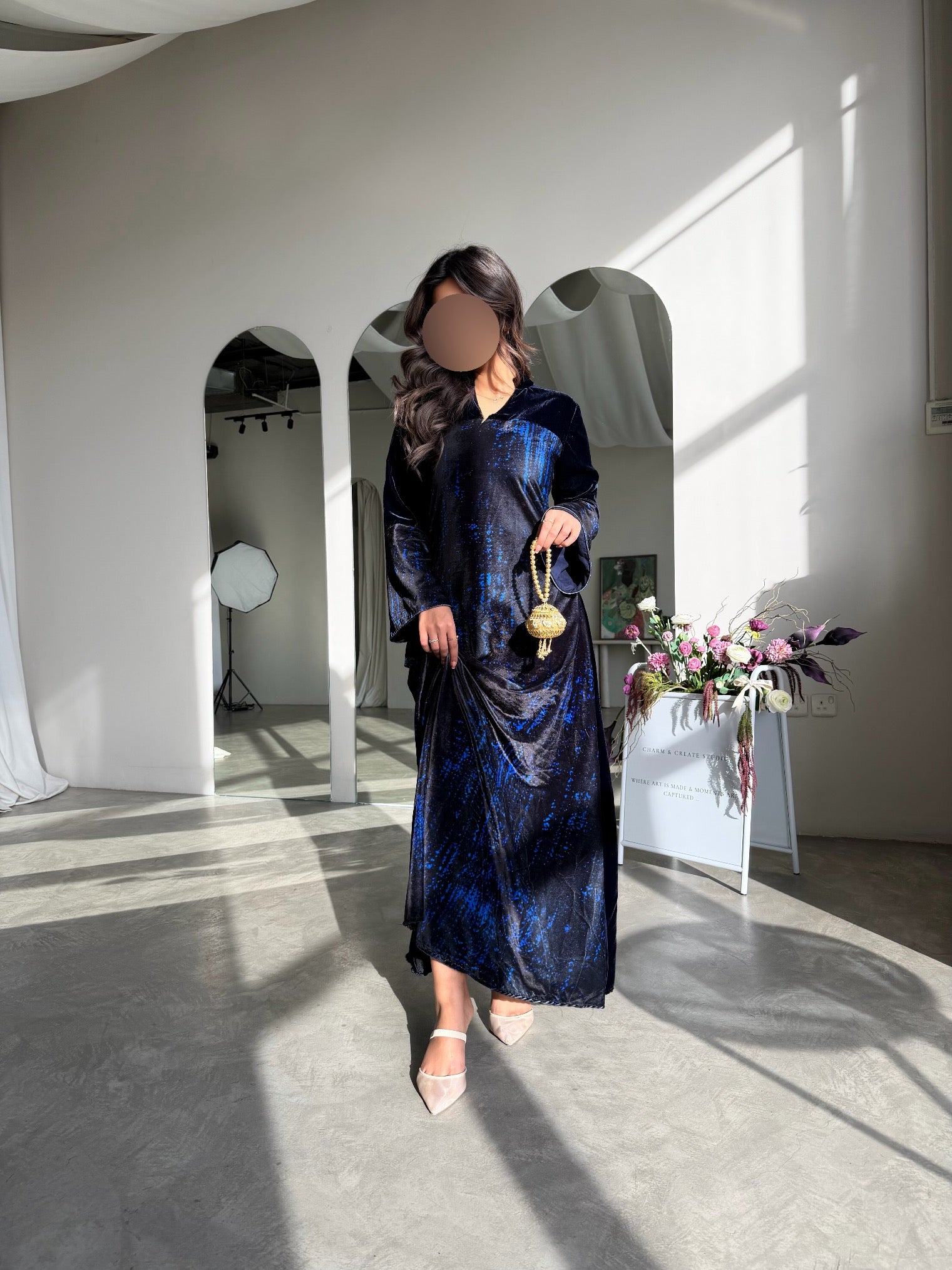 MWJ038 - جلابية مخمل كحلي - Aya