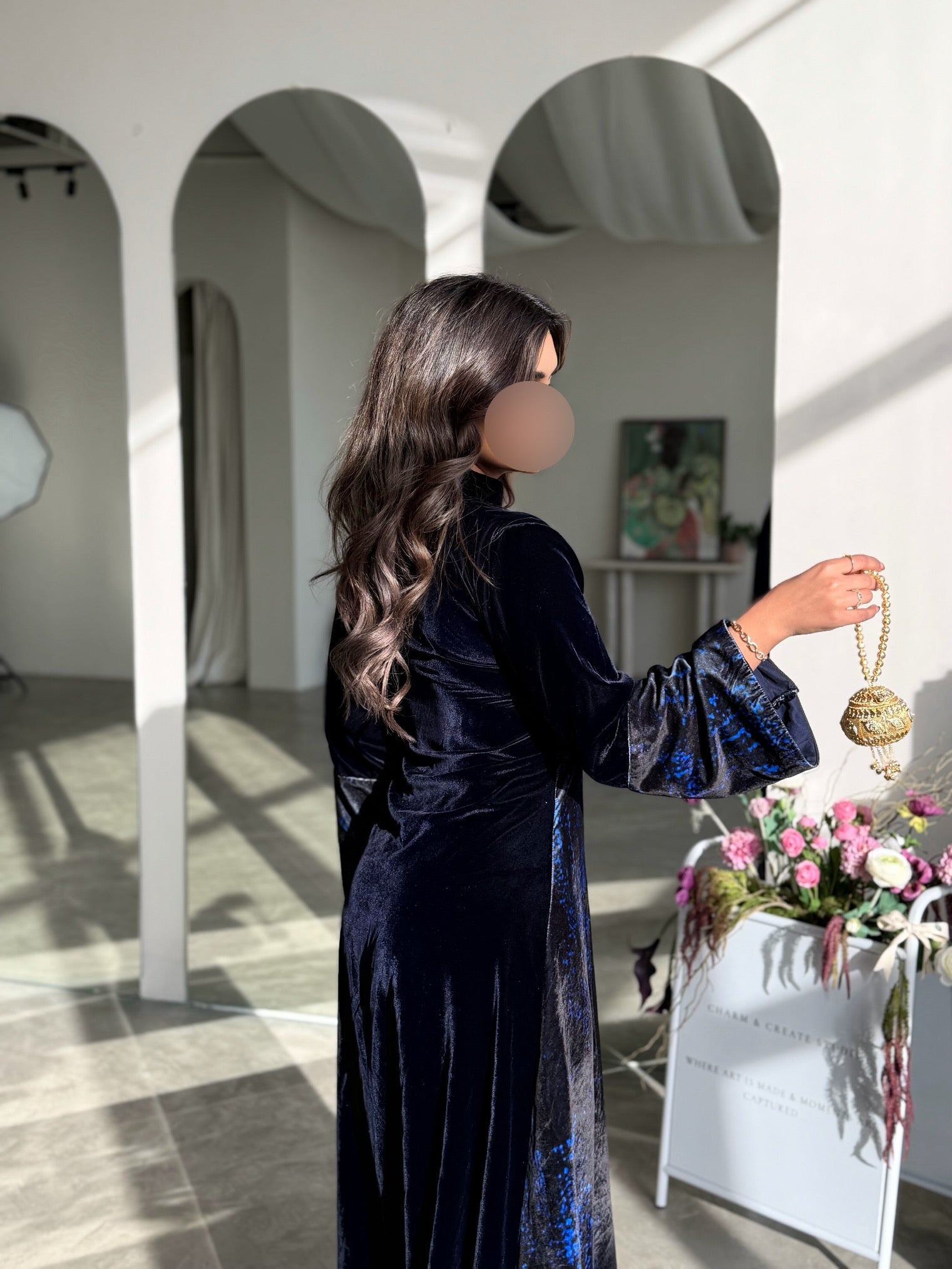 MWJ038 - جلابية مخمل كحلي - Aya