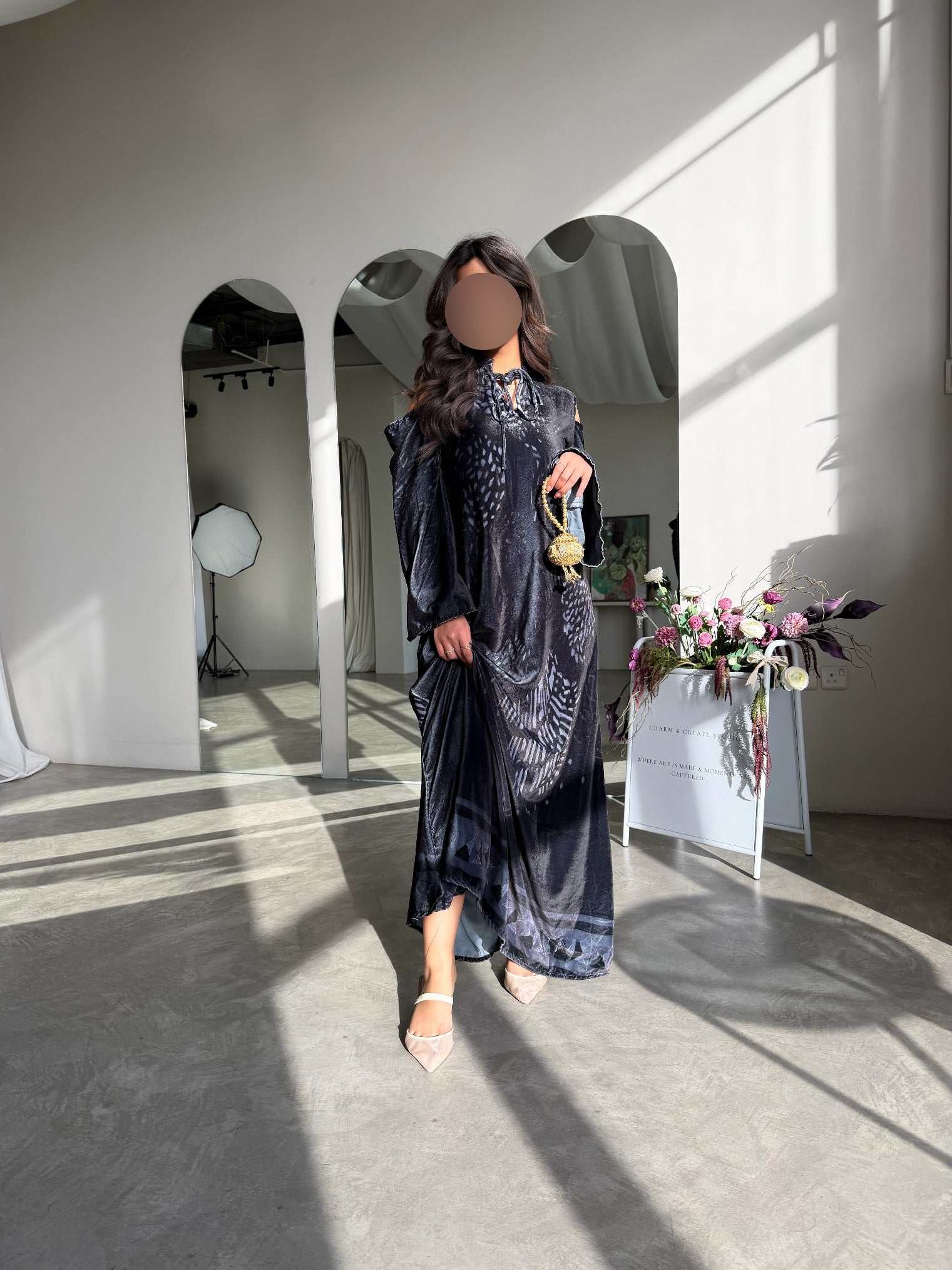 MWJ037 - جلابية مخمل طباعة - Aya