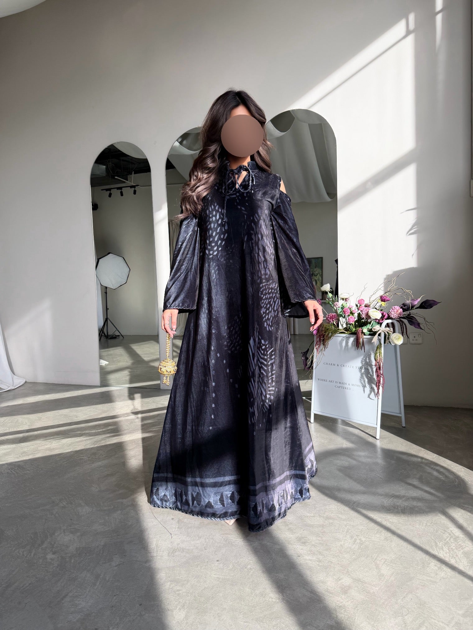 MWJ037 - جلابية مخمل طباعة - Aya