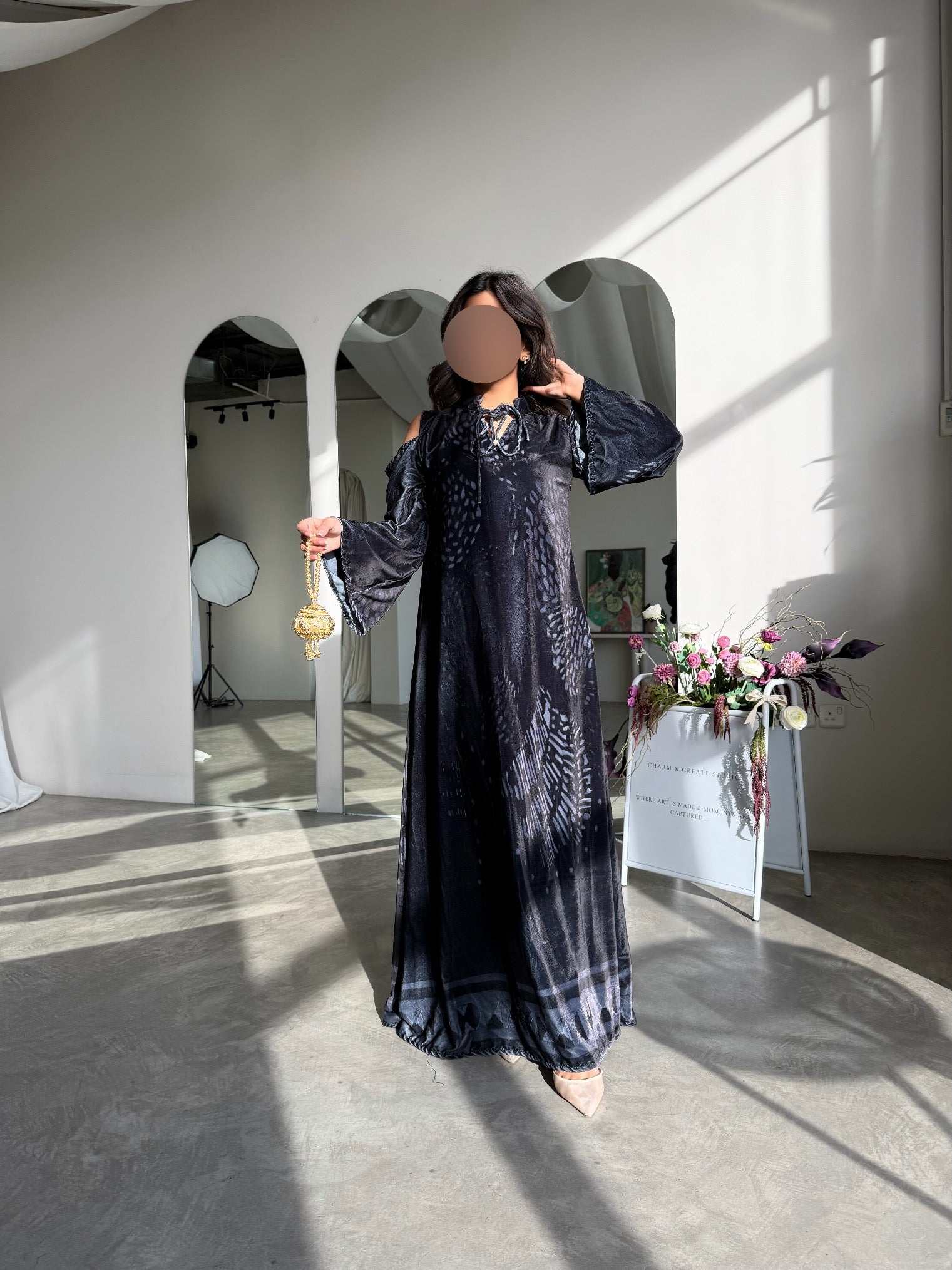 MWJ037 - جلابية مخمل طباعة - Aya