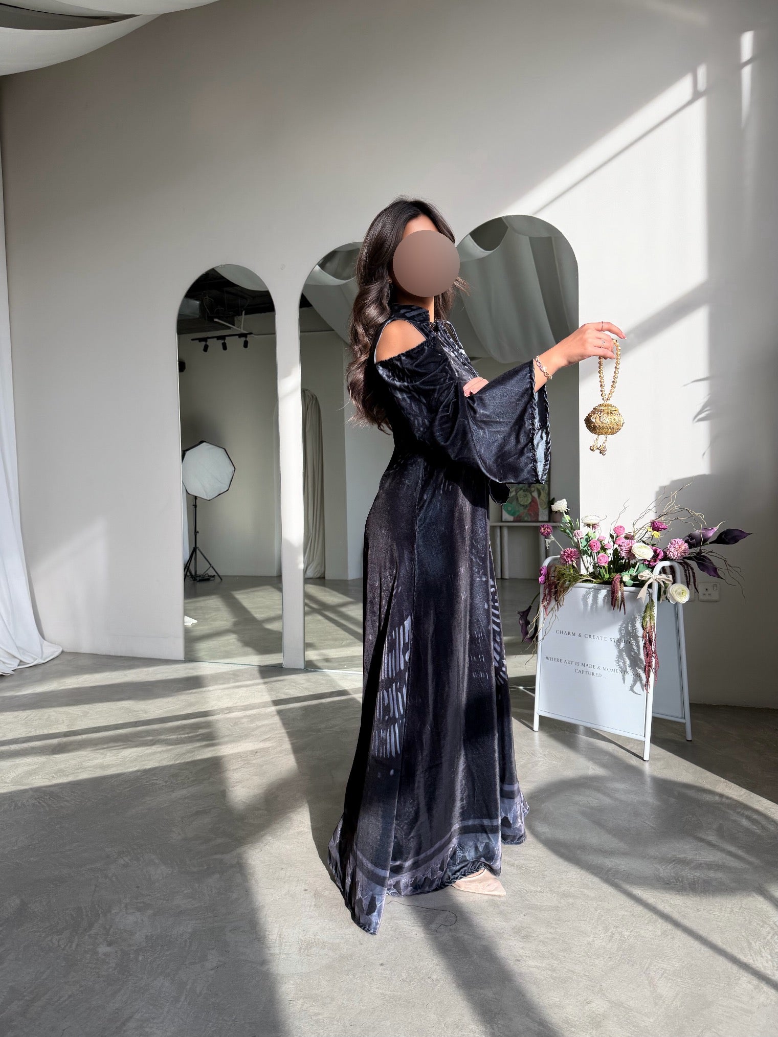 MWJ037 - جلابية مخمل طباعة - Aya