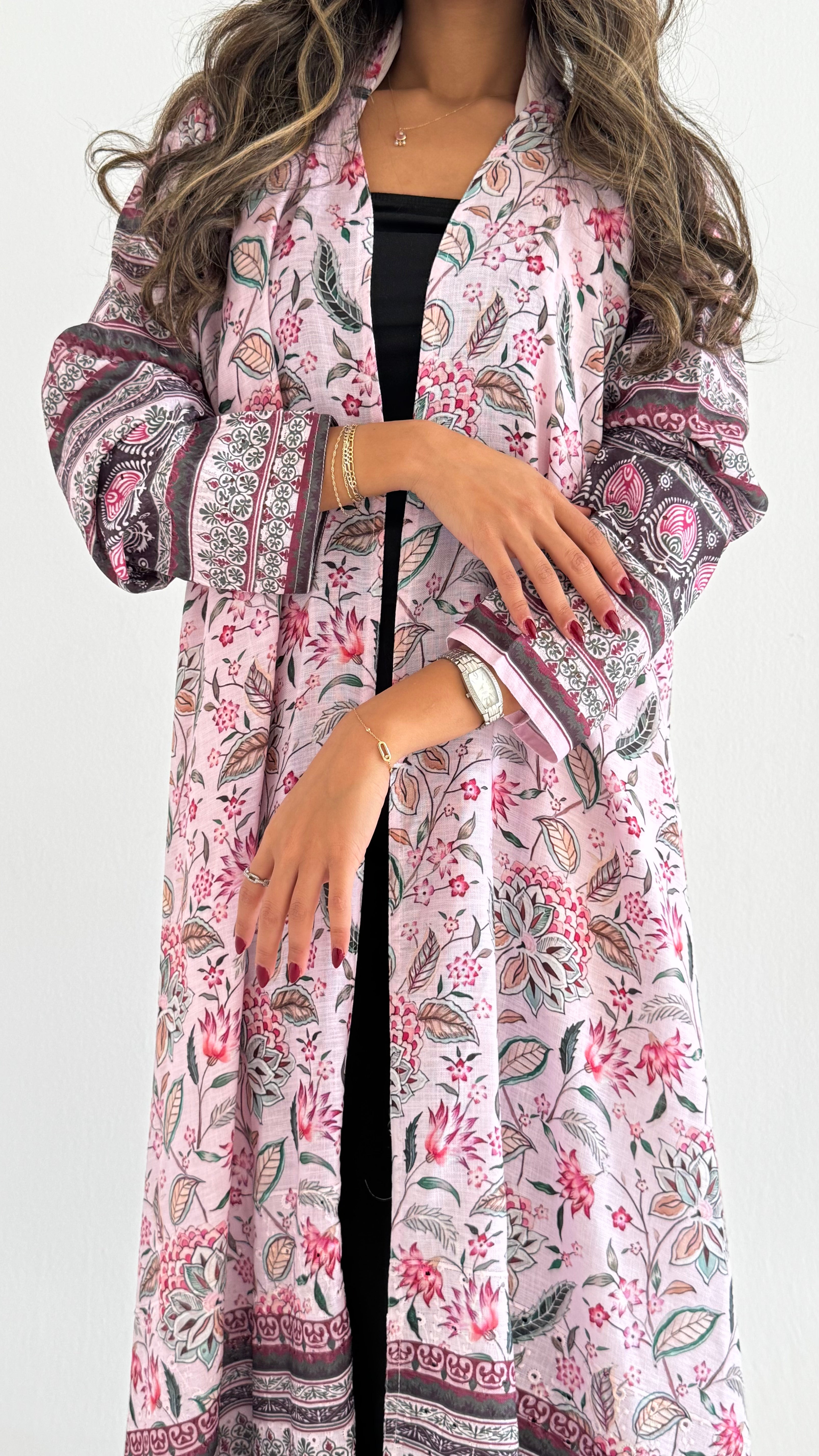 MWT524 - عباية ركامة زهريه مشجر - Aya