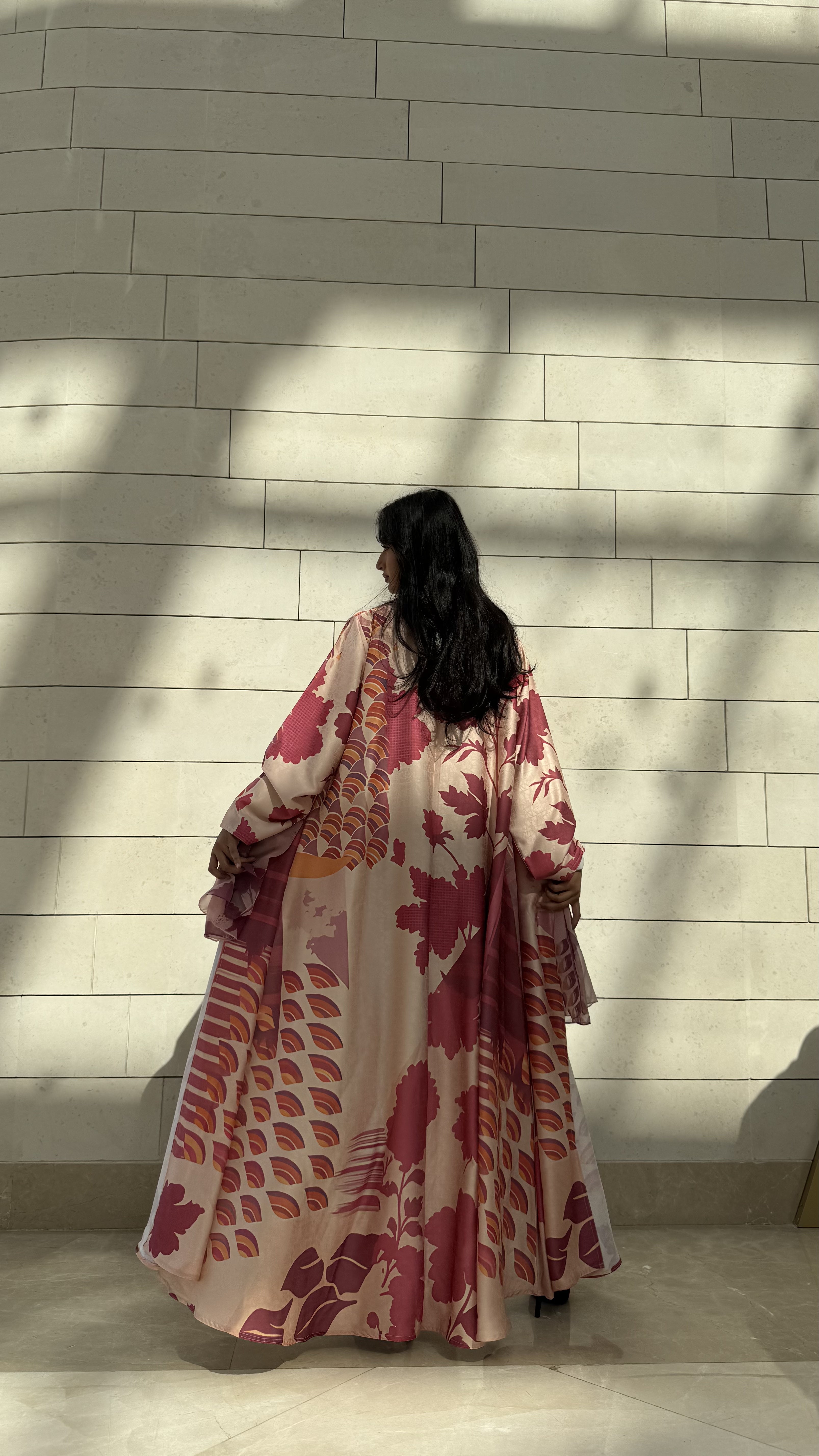 MW1636 - Magestic Pink | عباية مطبوعة وردية - Aya