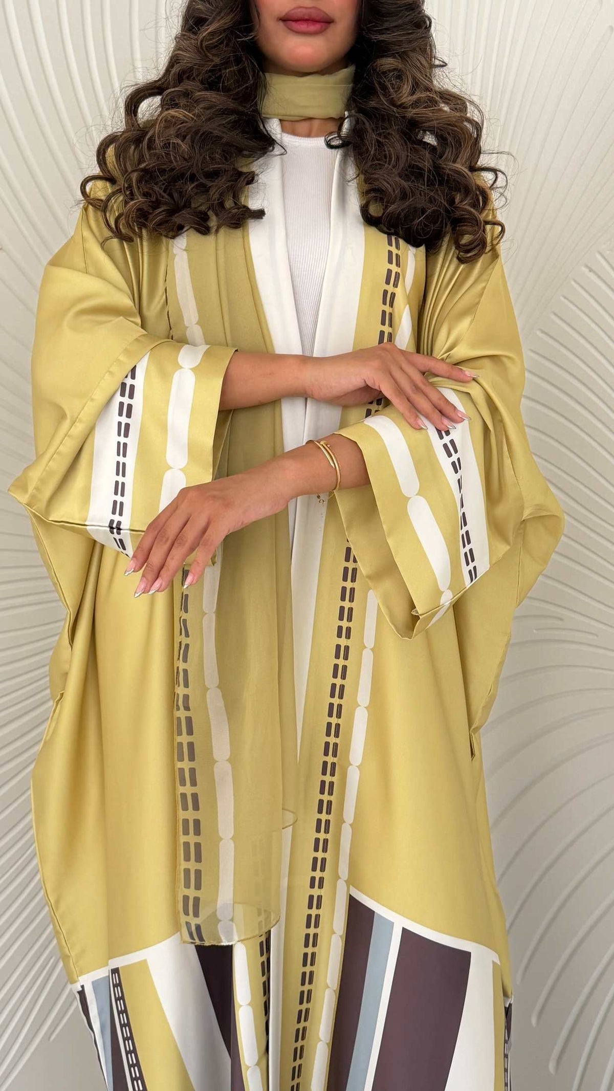 MWT1202 - عباية مخطط ملون |Colorful striped abaya - Aya