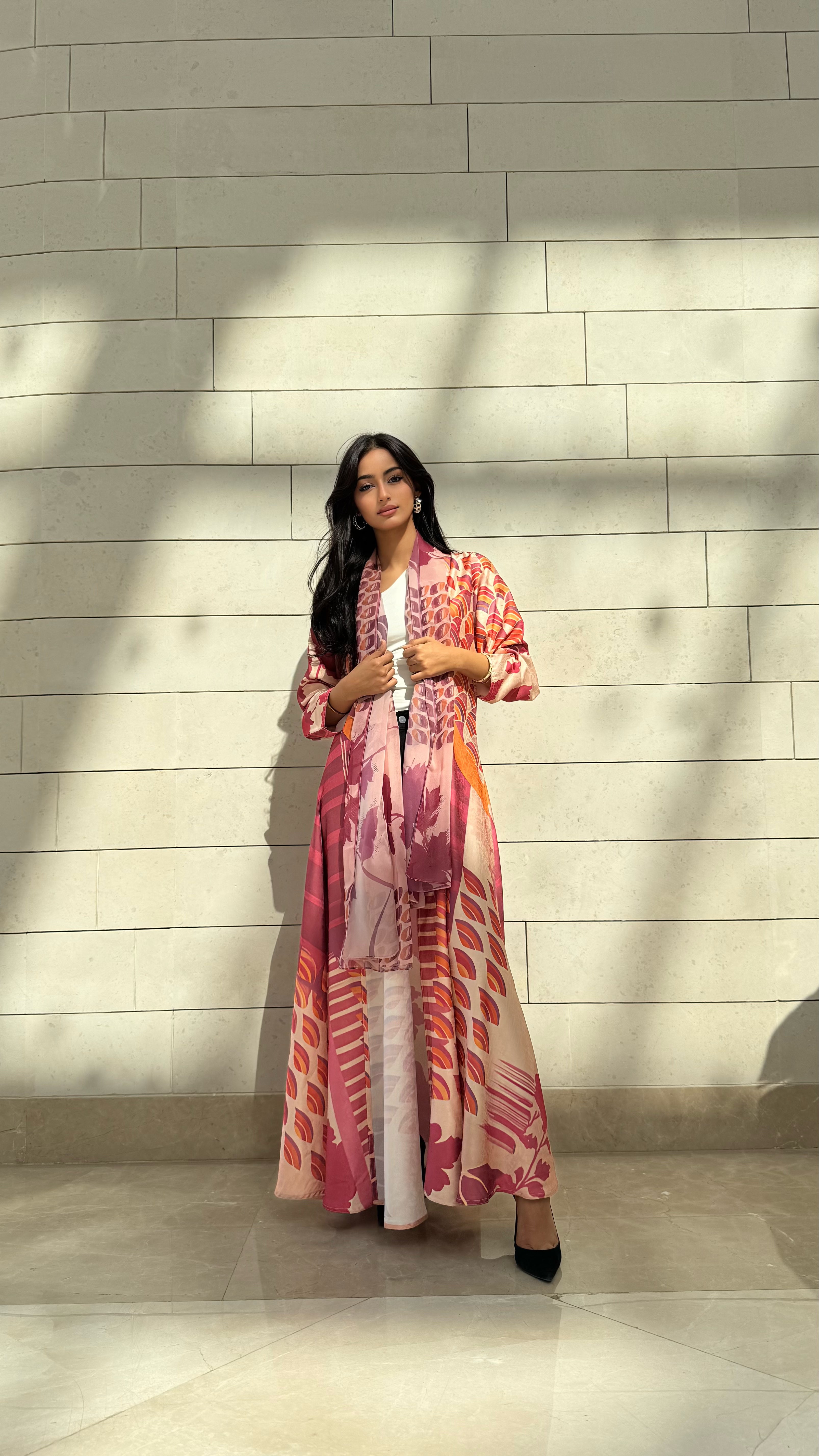 MW1636 - Magestic Pink | عباية مطبوعة وردية - Aya