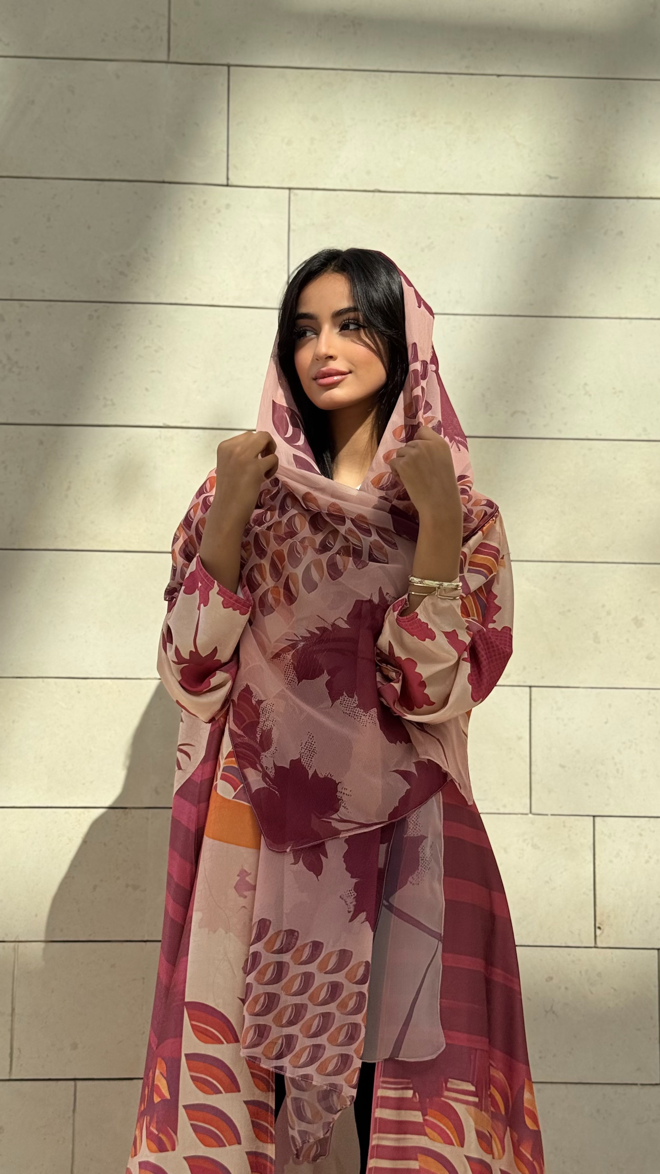 MW1636 - Magestic Pink | عباية مطبوعة وردية - Aya