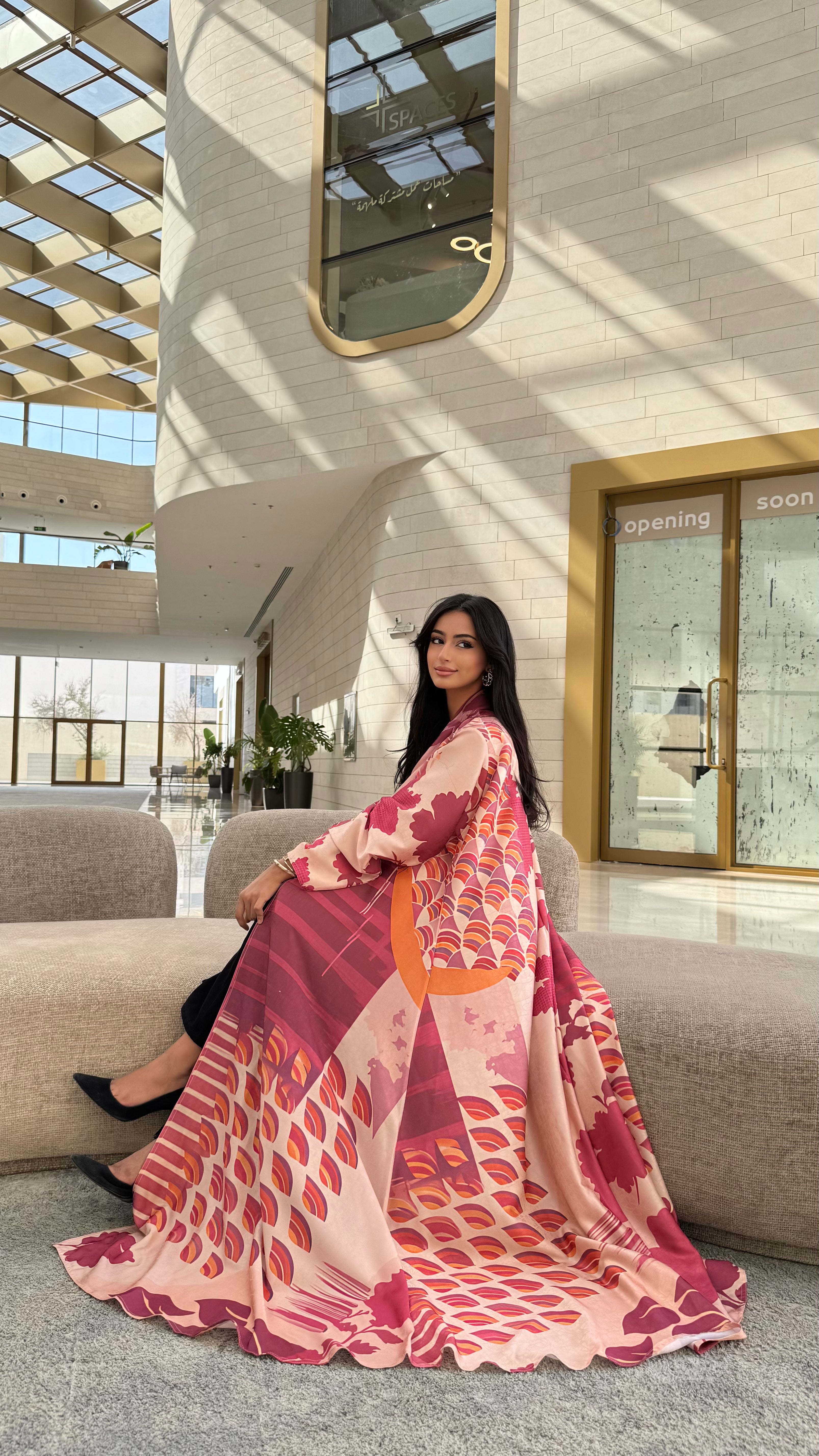 MW1636 - Magestic Pink | عباية مطبوعة وردية - Aya