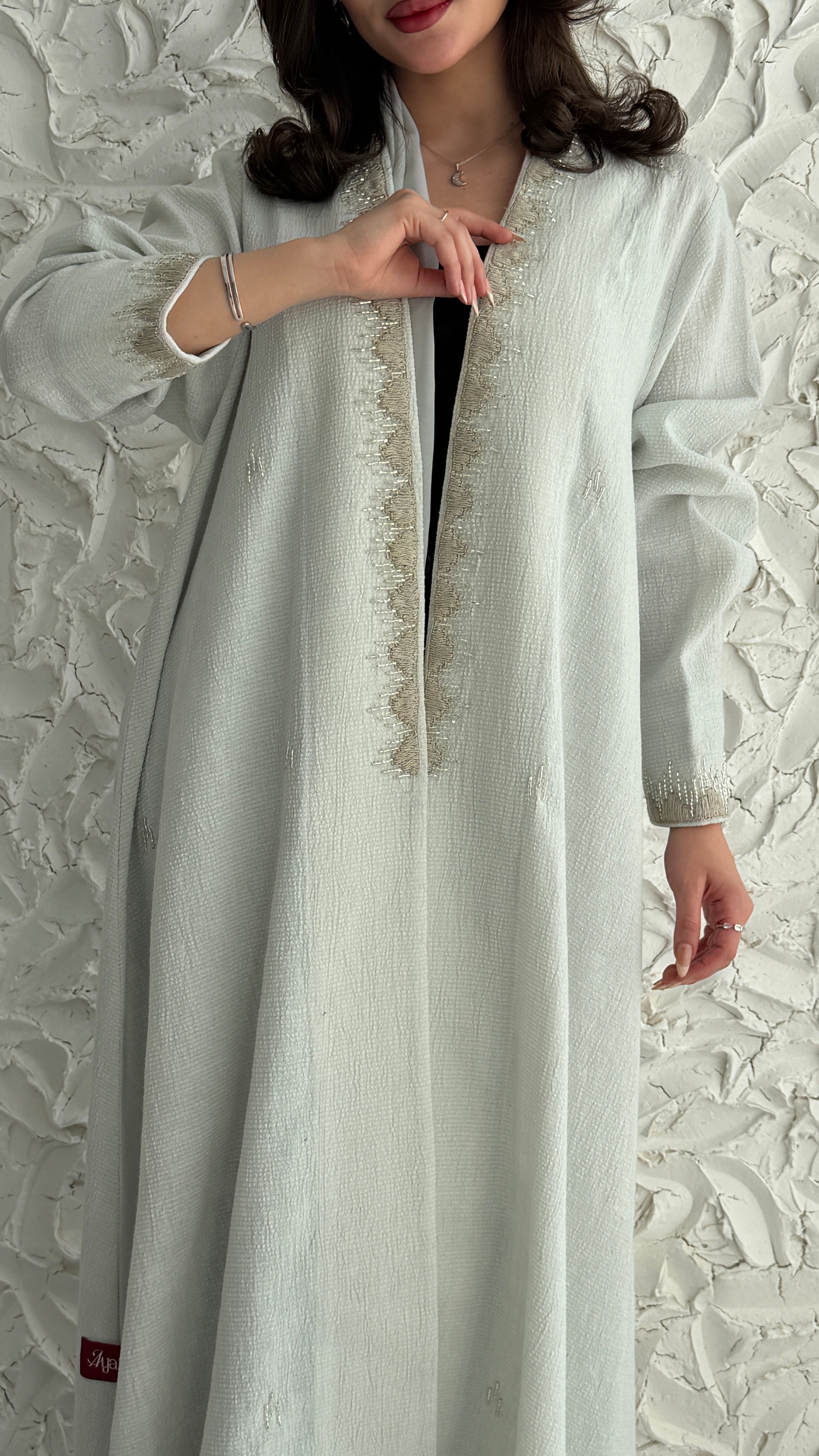 MW2059 - عباية لنن هندي قصه هينك تطريز يدوي - Aya