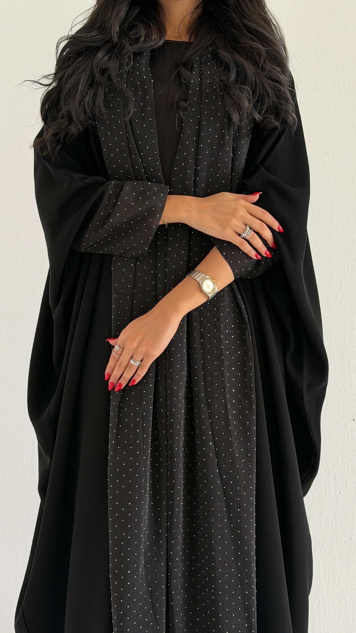 MWT1167 - عباية بتدخيلة شيفون لمعة - Aya