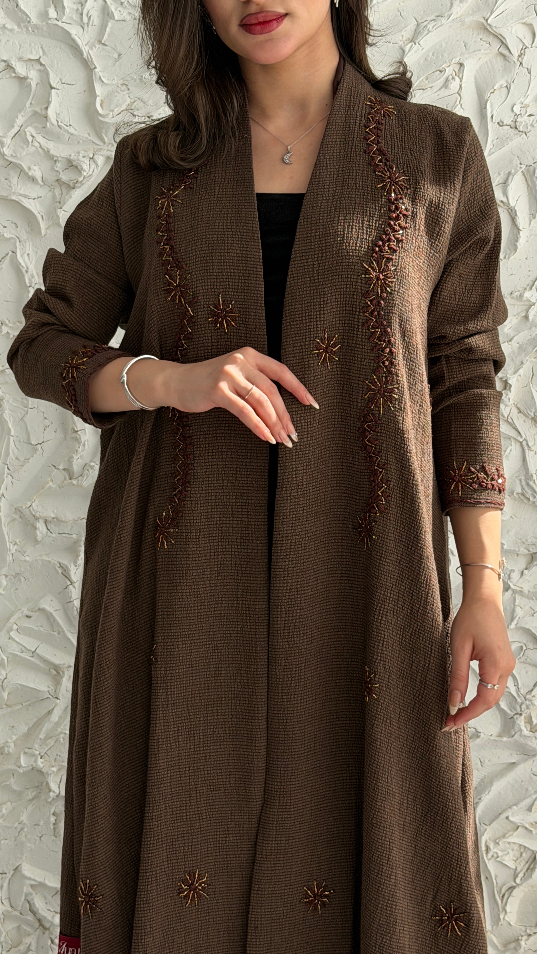 MW2056 - عباية لنن هندي قصه هينك تطريز يدوي - Aya