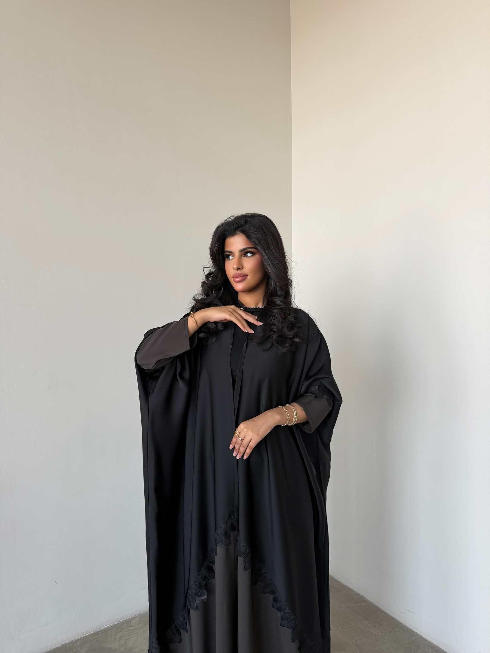 MWT4327 - عباية بشت تيك توك أسود ورمادي - Aya