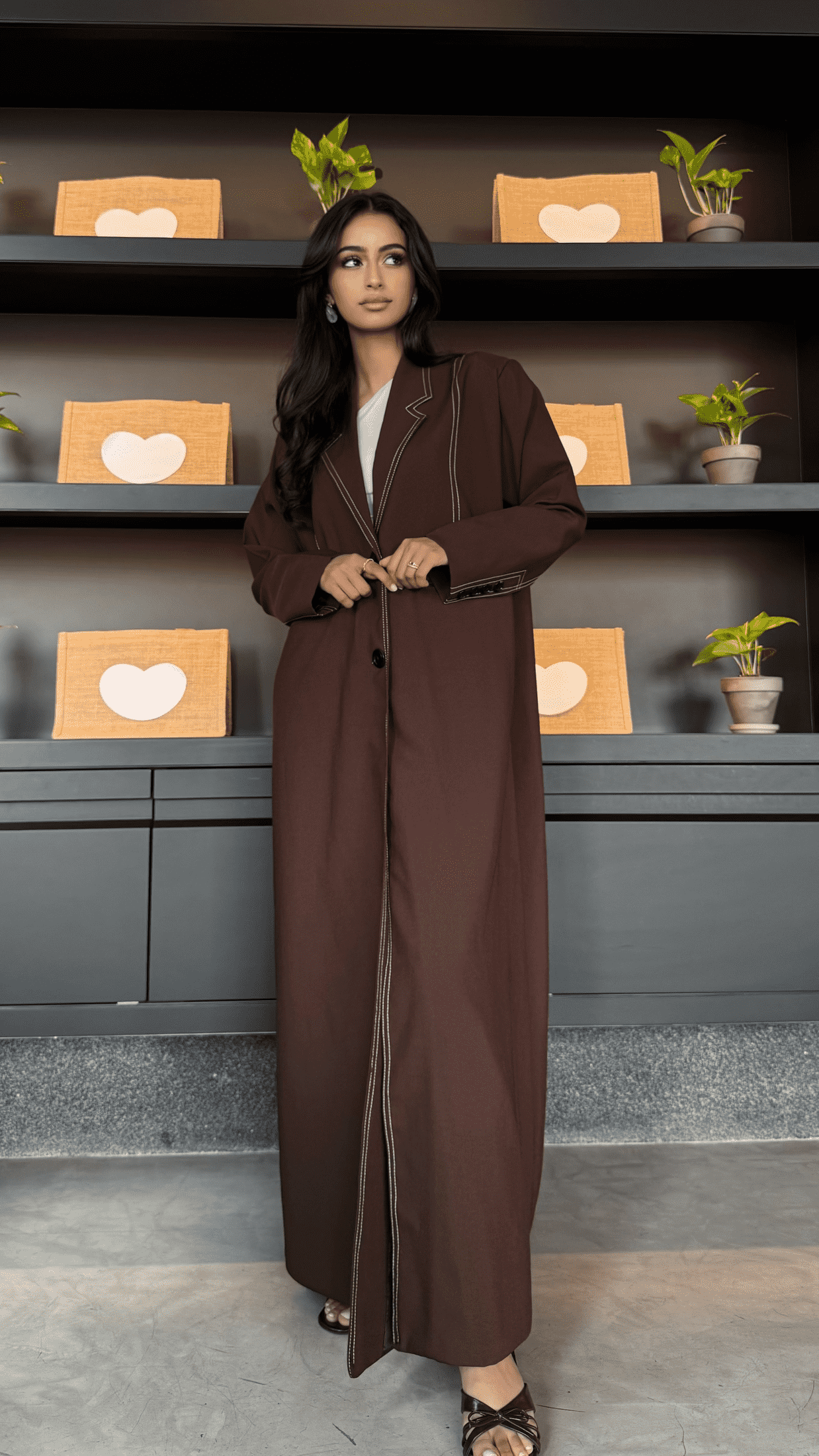 MWT323 - بليزر بني مقلم - Aya