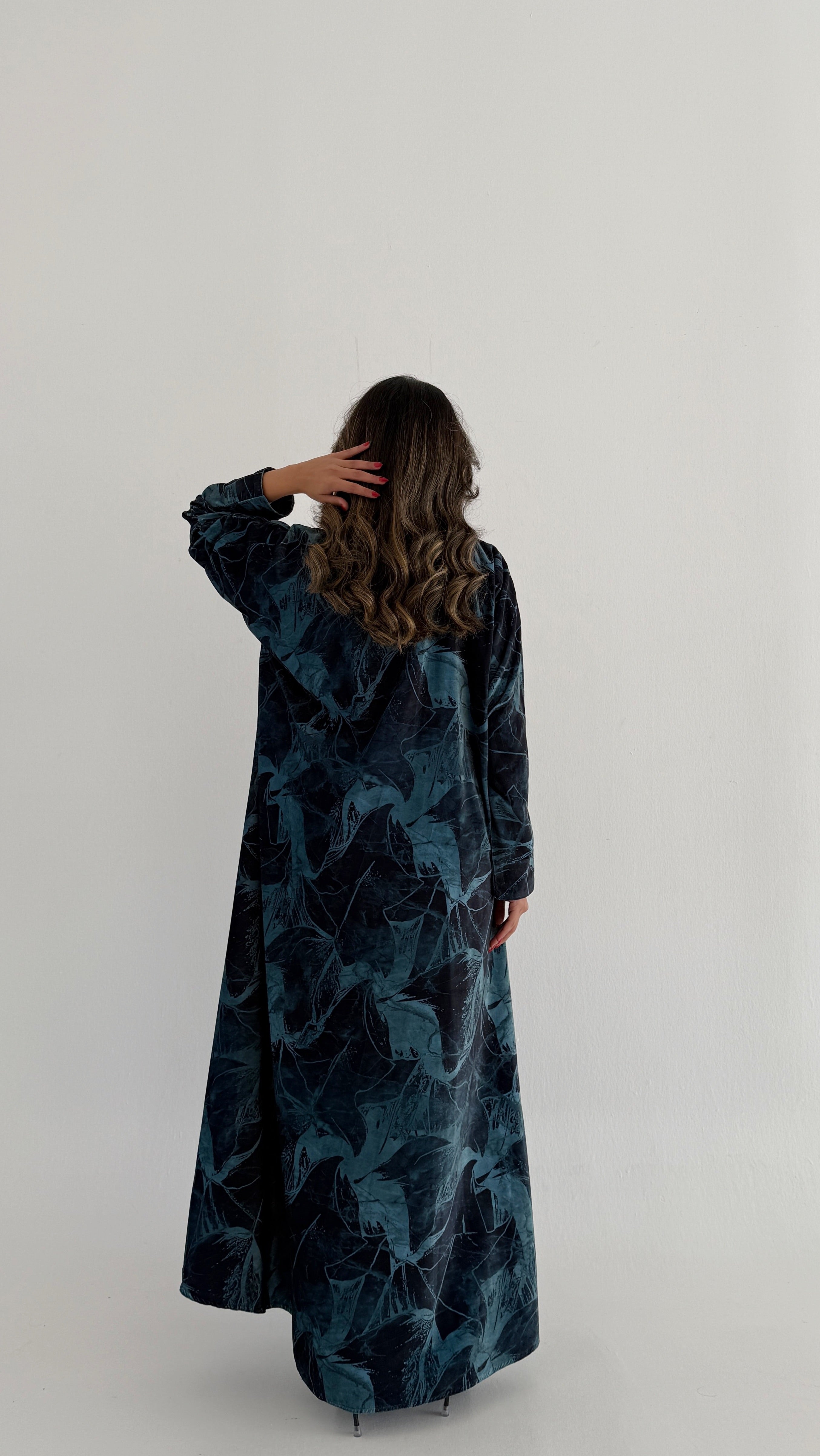 MWT764 - عباية مخمل برينت - Aya