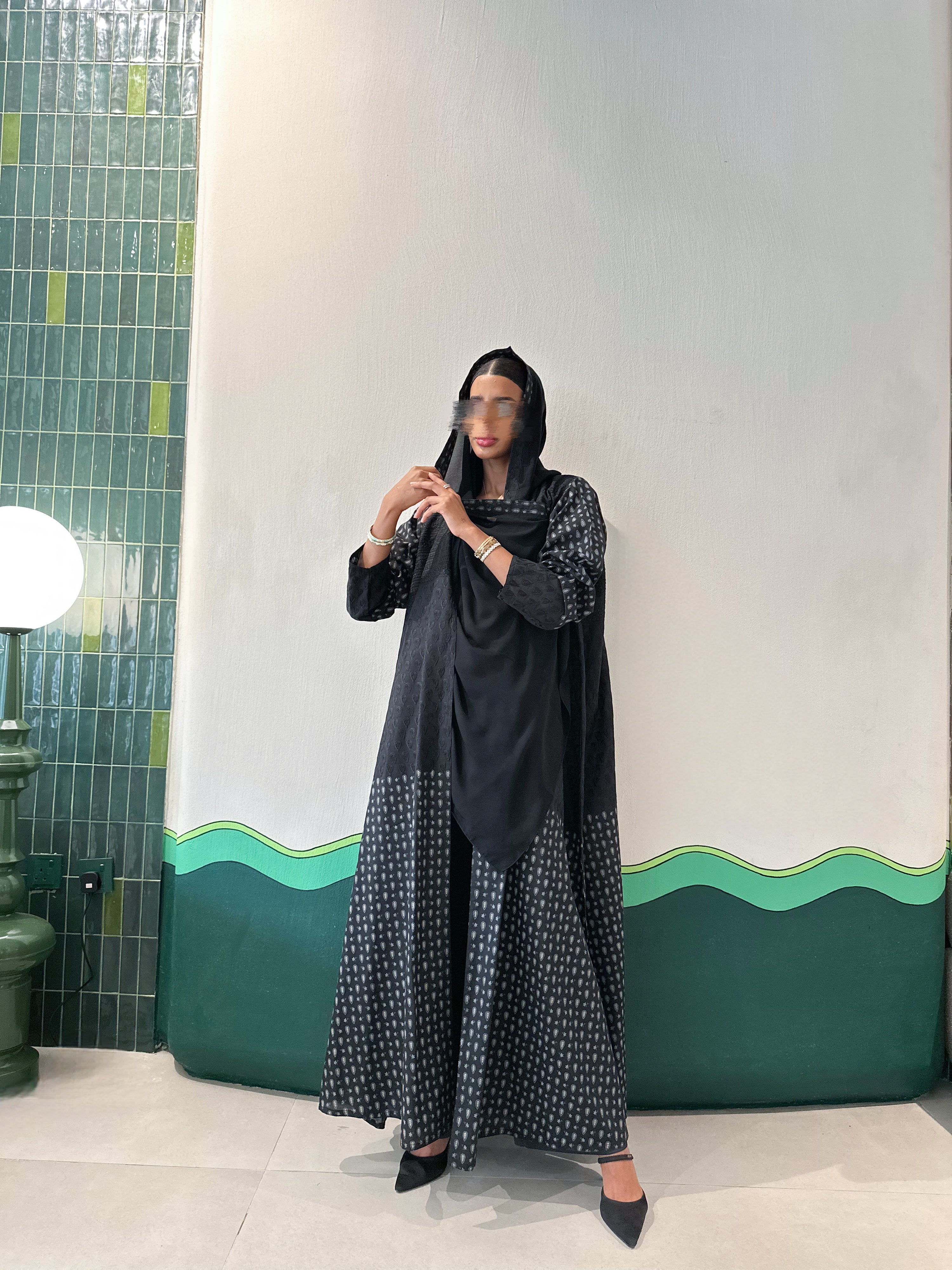 MWT523 - عباية ركامة أسود - Aya