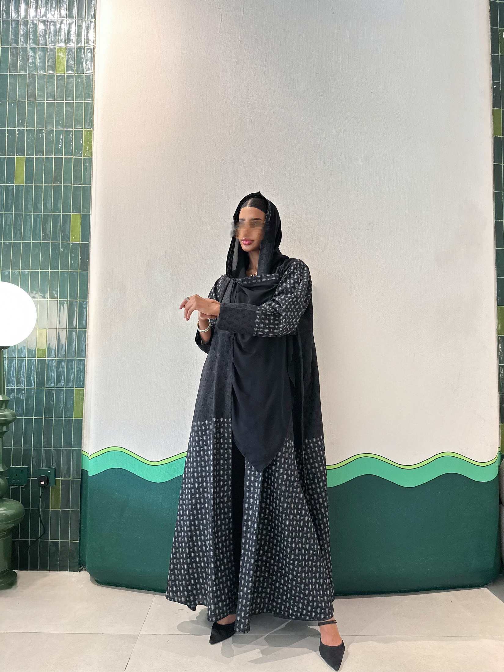 MWT523 - عباية ركامة أسود - Aya