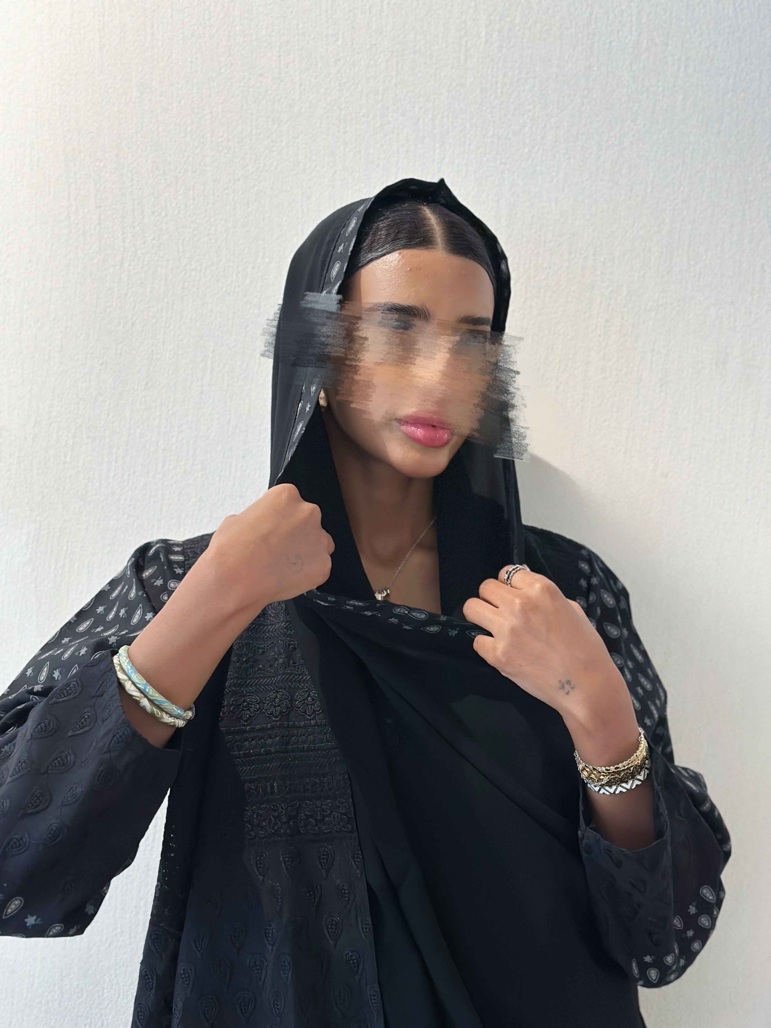 MWT523 - عباية ركامة أسود - Aya