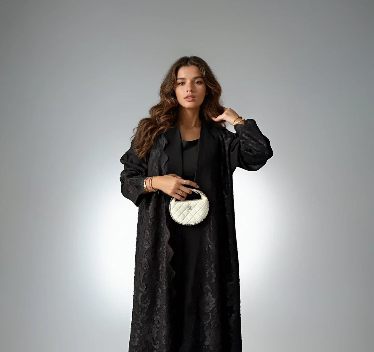 MW1251 - كريب واقف مع دانتيل نص كلوش - Aya