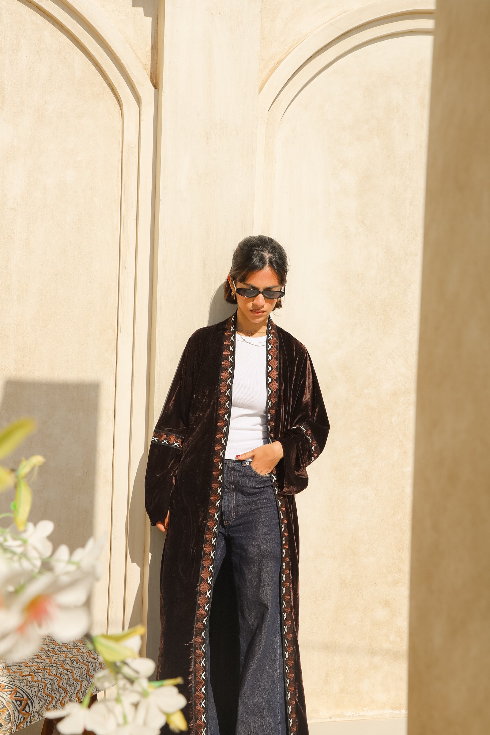 MW1764 - عباية مخمل اس اس مع اضافة كلفة - Aya