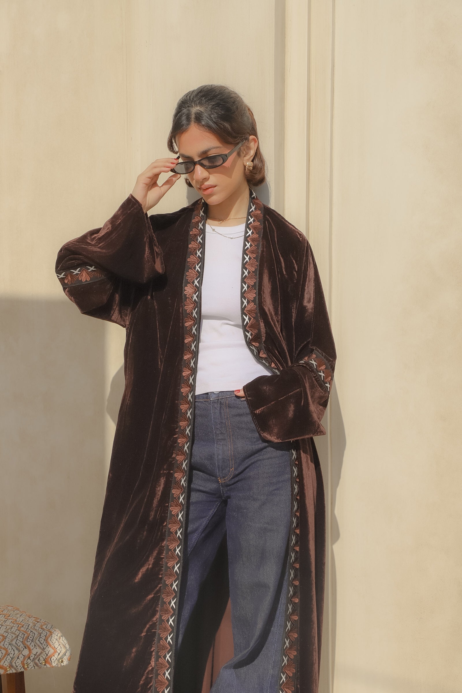 MW1764 - عباية مخمل اس اس مع اضافة كلفة - Aya