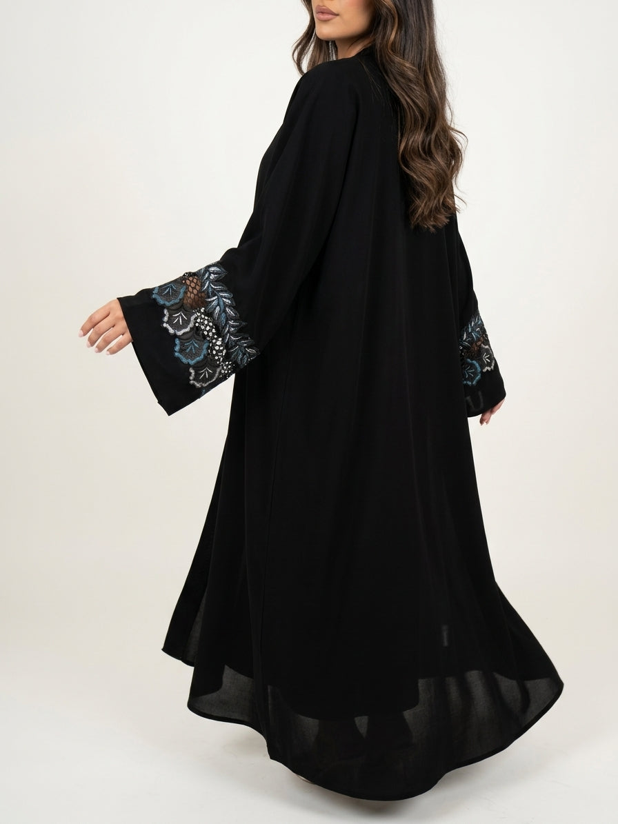 MWT4043 - عبايه سوداء نص بشت - Aya