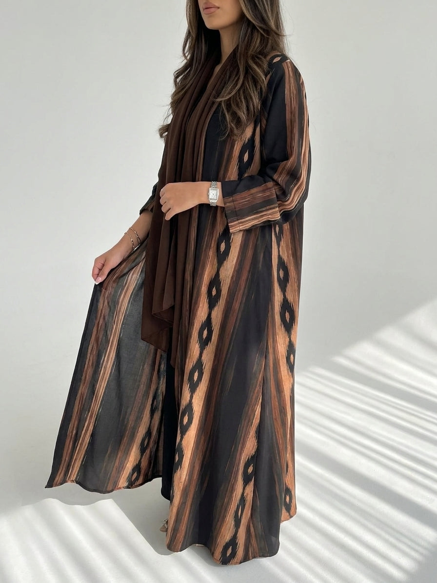 MWT4086 - عبايه طباعه كريب حصريه وانيقه