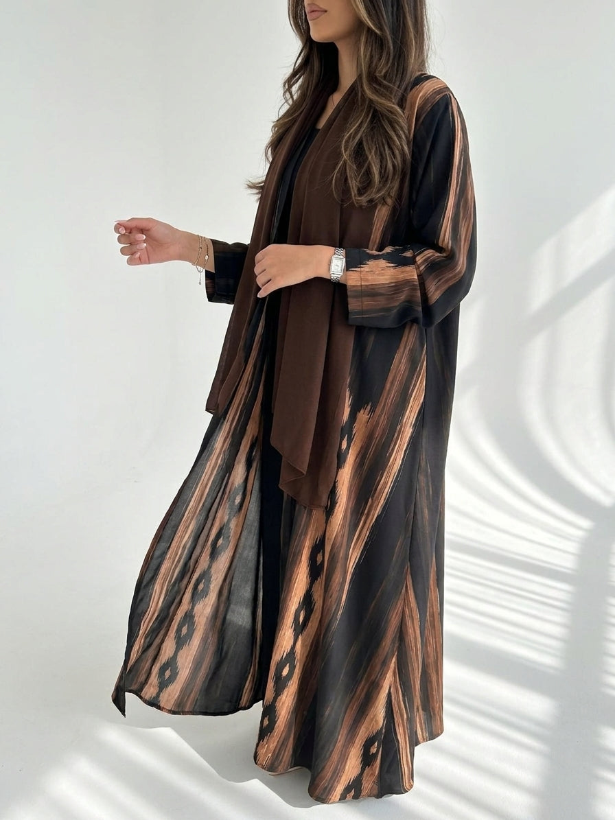 MWT4086 - عبايه طباعه كريب حصريه وانيقه