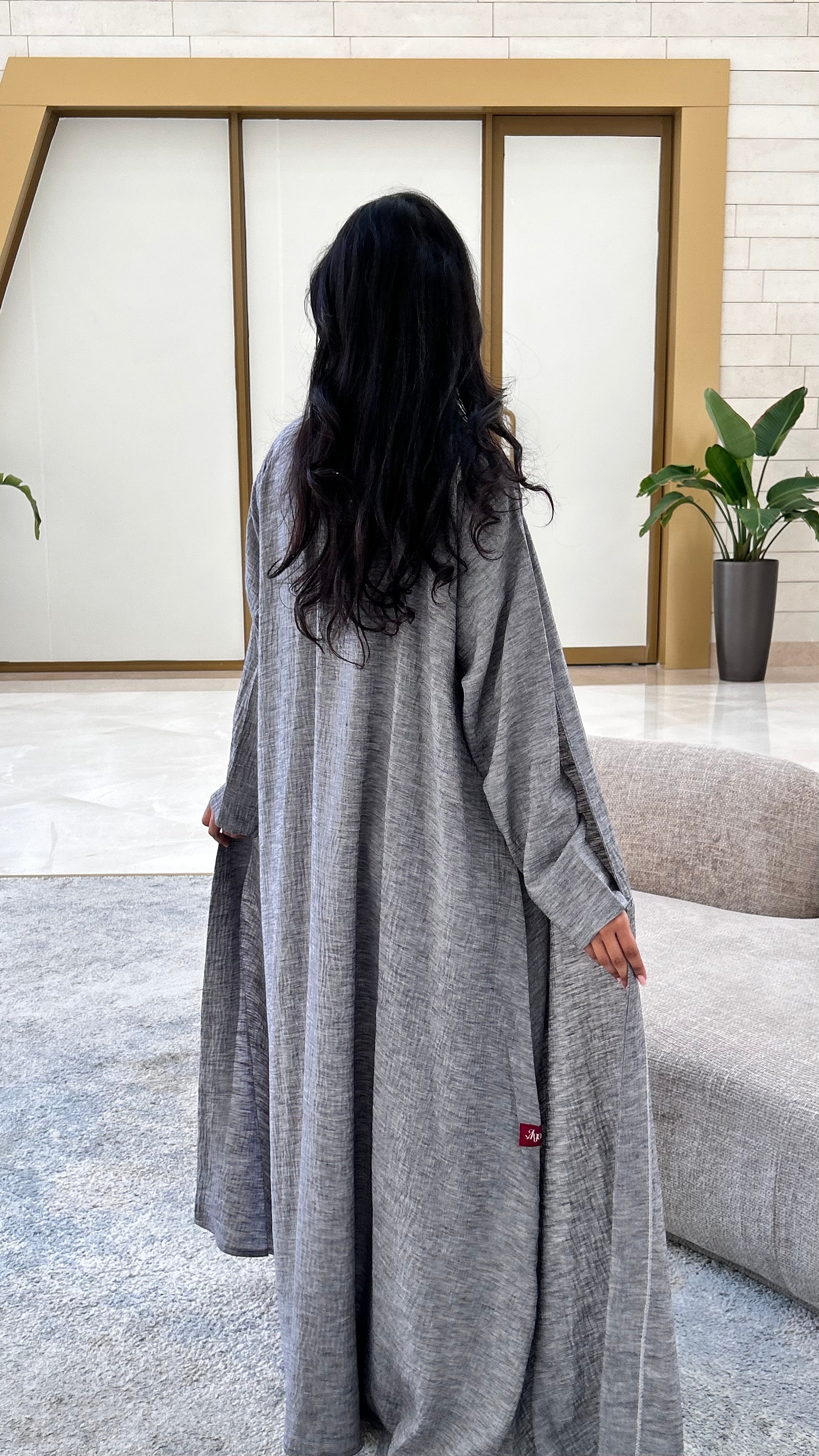 MWT530 - عباية رمادي لنن - Aya