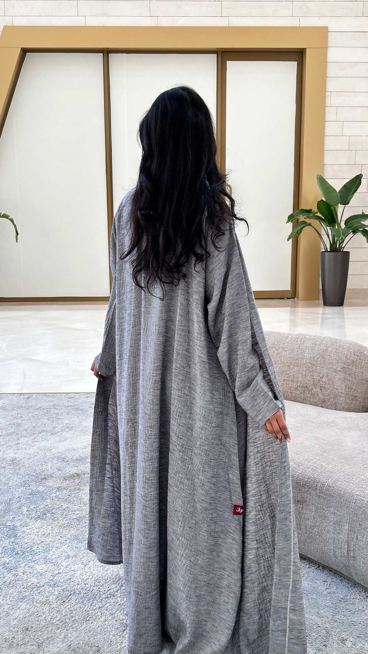 MWT530 - عباية رمادي لنن - Aya