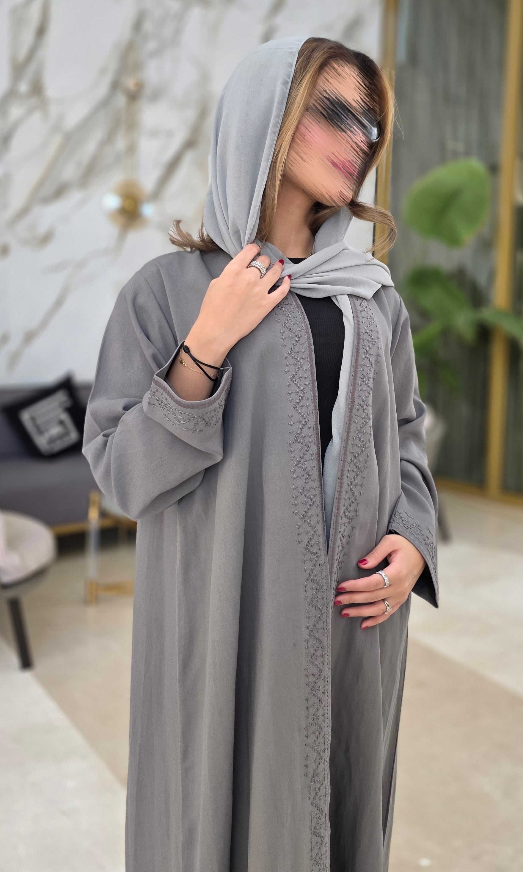 MWT664 - عباية تطريز اخضر - Aya