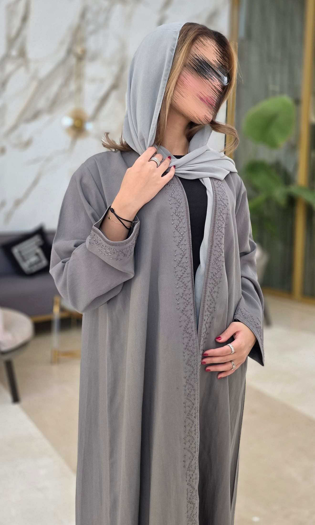 MWT664 - عباية تطريز اخضر - Aya