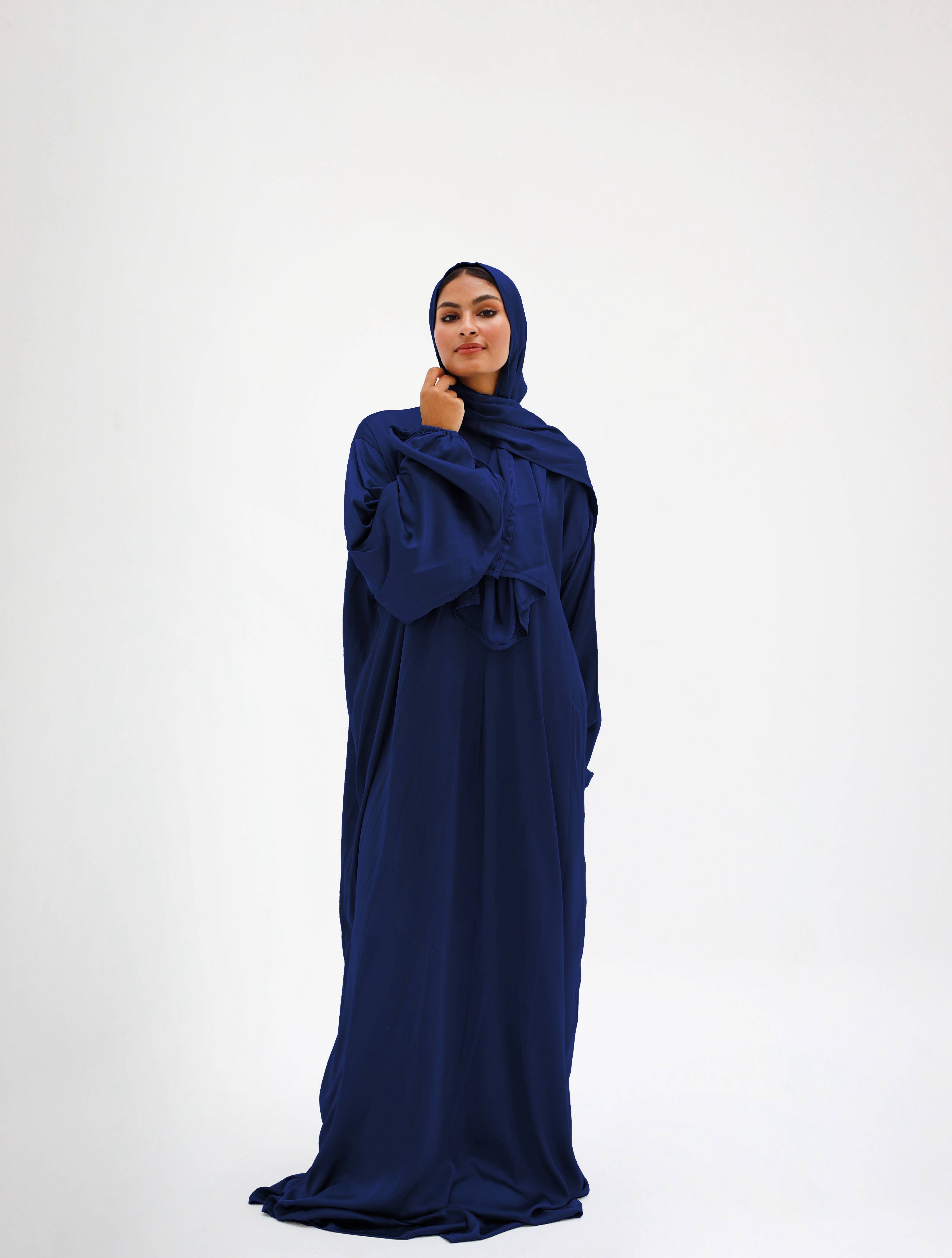 Plain Navy Blue Prayer Dress - Aya