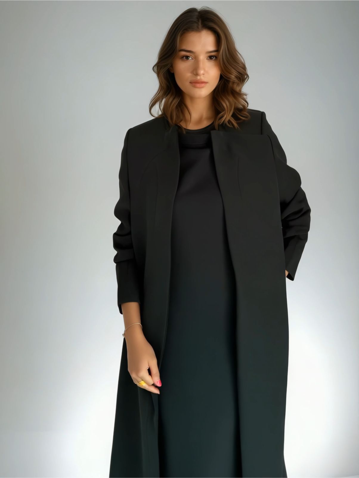 MWT81 - كريب مبطن بليزر لون اسود - Aya