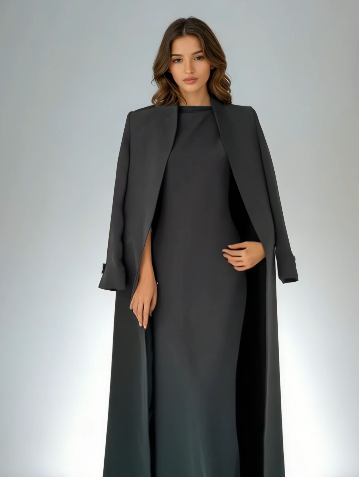 MW645 - Light Crepe Standing with Jacquard Half-Cloche